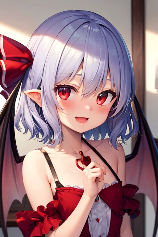 ((best quality)), ((masterpiece)), (detailed), perfect face, (:1.5), looking at viewer, :d, blush, adorable, upper body, Remilia scarlet, remilia scarlet from touhou