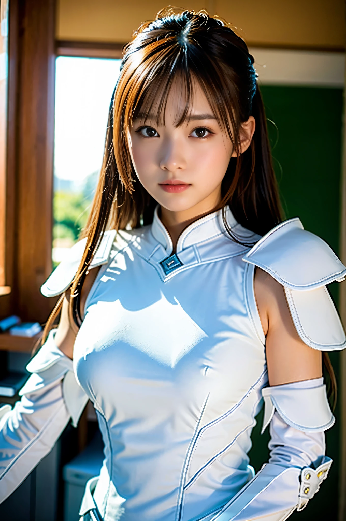 Araffe asian woman in white dress posing for a picture - SeaArt AI