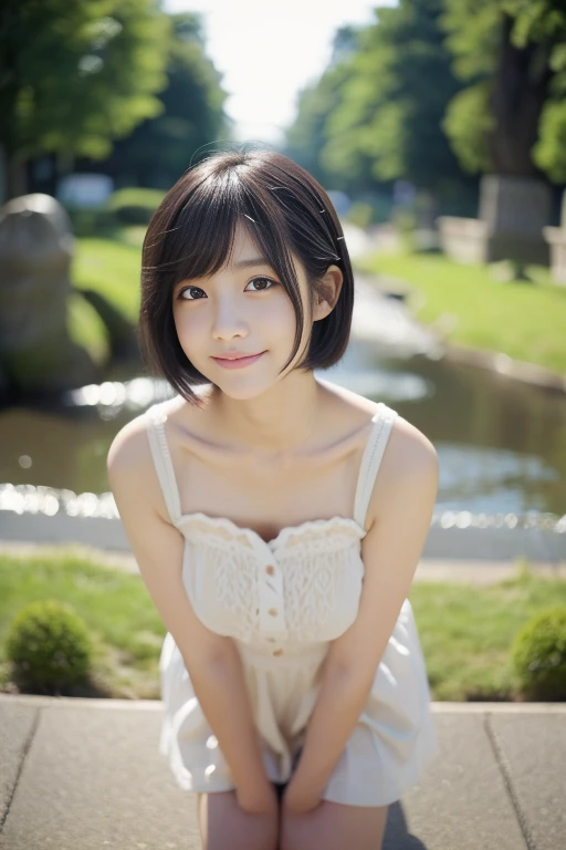 ((masterpiece))), (One beautiful Japan girl, classmates, landscape and innocence,kawaii,Boyish short-haired,A dark-haired :1.4)) ,超A high resolution, Realistic, ultra-detailliert, 8K,top-quality, Extremely detailed, Detailed background,A slender,very beautiful japanese girl, Detailed face:1.3), , (a baby face,kawaii系,adorable girl),room wear、thighs thighs thighs thighs、Beautiful collarbone,off shoulders,Babyface Girl, Innocent smile, Intricately detailed eyes, Soft hair, top-notch quality, High resolution, and photorealistic、Flowing hair, rosy cheeks、Hair that flutters in the wind、sexy pose