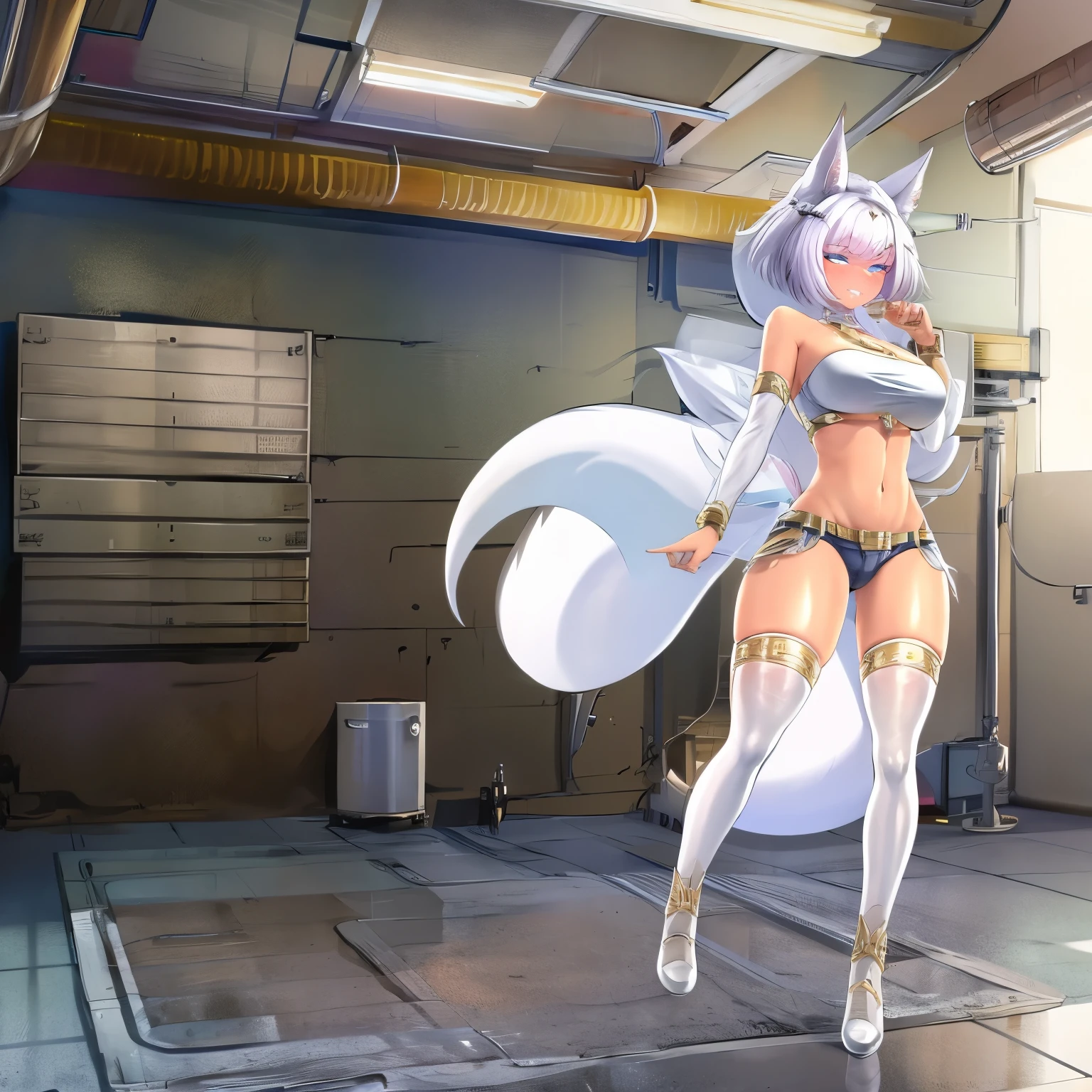 8k resolution, high quality, high resolution, best quality, best resolution, absurd resolution, ray tracing, high detailed, masterpiece, shoulder length white hair, female,white wolf ears, age girl, slim body, white scale dragon tail,black combat boots,dark camo pants, black t-shirt, white jacket, medium size chest, detailed blue eyes, beautiful face,solo female