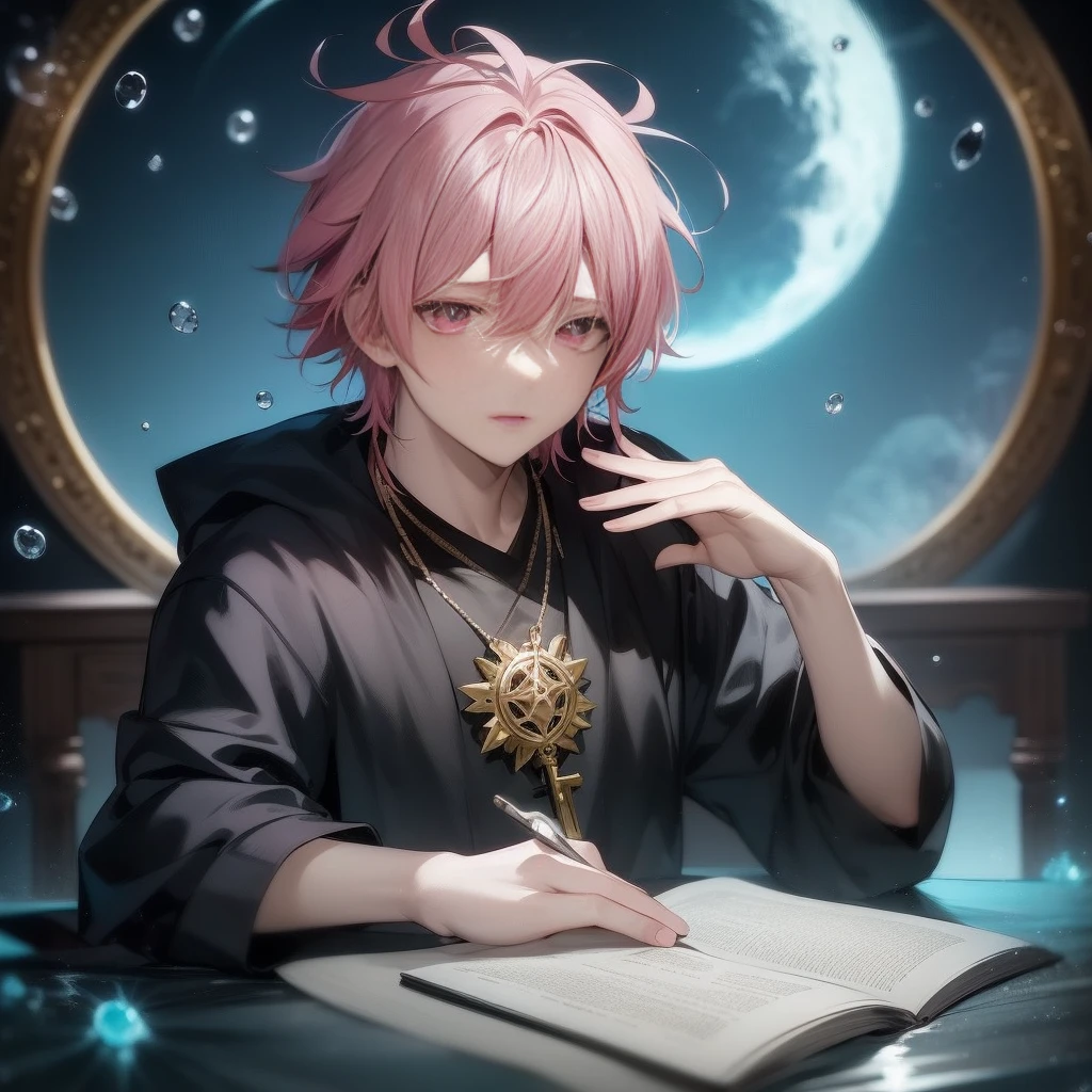 Anime, Anime boy, Pink hair, Boken, Eyes, Pink hair, Pink hair, pink Eyes, Pink hair, Pink hair, Pink hair, Pink hair, key Anime art, thin young male alchemist, handsome guy in demon slayer art, portrait of a mage, he is in a alchemist lab, key Anime visuals, best Anime 4k konachan wallpaper