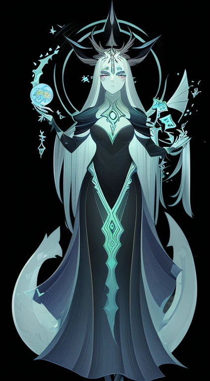 Full length portrait of 1 girl, Witcher, Gorgeous long dress, wizard hat, Standing on your feet, (((独奏))), Clear facial features,  Linear design, ((Tarot card background, symmetrical beauty)), Perfect symmetry, The art of symmetry, Permanent drawings of characters in flowers)), (tmasterpiece，top Quority，beste-Qualit，extra high resolution，Clear facial featuresbeautiful eyesbeautiful face)A Necromancer，green clothing，standing at full height，独奏，Clear facial features，(tmasterpiece，top Quority，beste-Qualit，extra high resolution，Clear facial featuresbeautiful eyesbeautiful face)