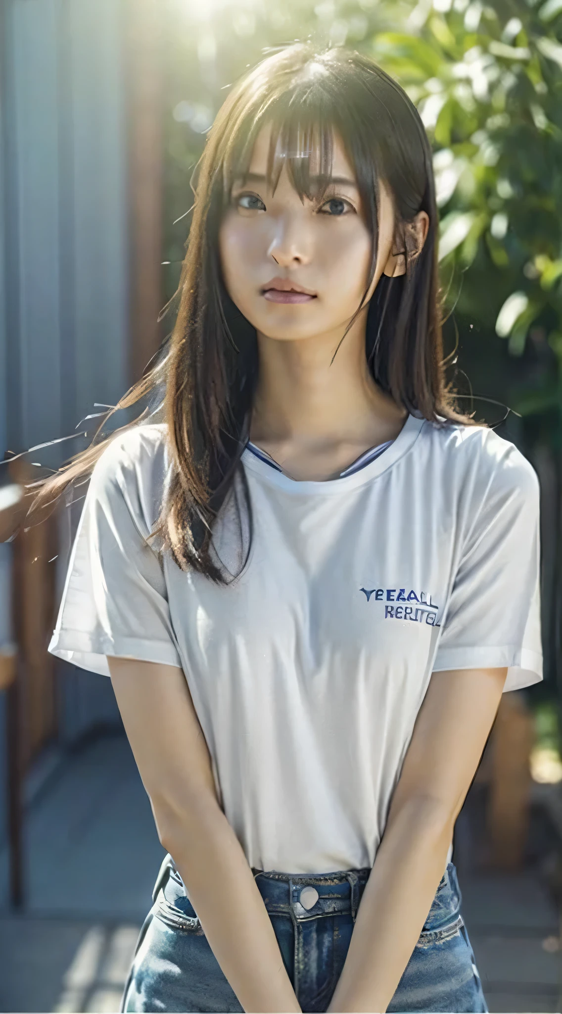 doress、(Photorealsitic:1.4)、(hyper realisitic:1.4)、(realisitic:1.3)、(Smooth lighting:1.05)、(映画の照明enhanced quality:0.9)、32K、1girl in、japanes、20 years girl、realisiticな照明、Back lighting、Facial light、raytrace、(brightened light:1.2)、(enhanced quality:1.4)、(最高品質のrealisiticテクスチャスキン:1.4)、finely eye、finerly detailed face、Fine quality eye、(Tired, sleepy and satisfied:0.0)、 close up of face、tshirts、(enhance body line mood:1.1)、(Increase the beauty of skin texture:1.1)
