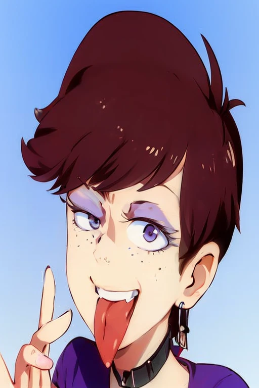 chica anime con lengua fuera y lengua fuera, Cara de Ilya Kuvshinov, Estilo Ilya Kuvshinov, Anime Moe Artstyle, delicate androgynous prince, Yayoi Kasuma, [[[[sonriendo malvado]]]], Retrato de ((travieso)), en un estilo anime, Kuvshinov Ilya