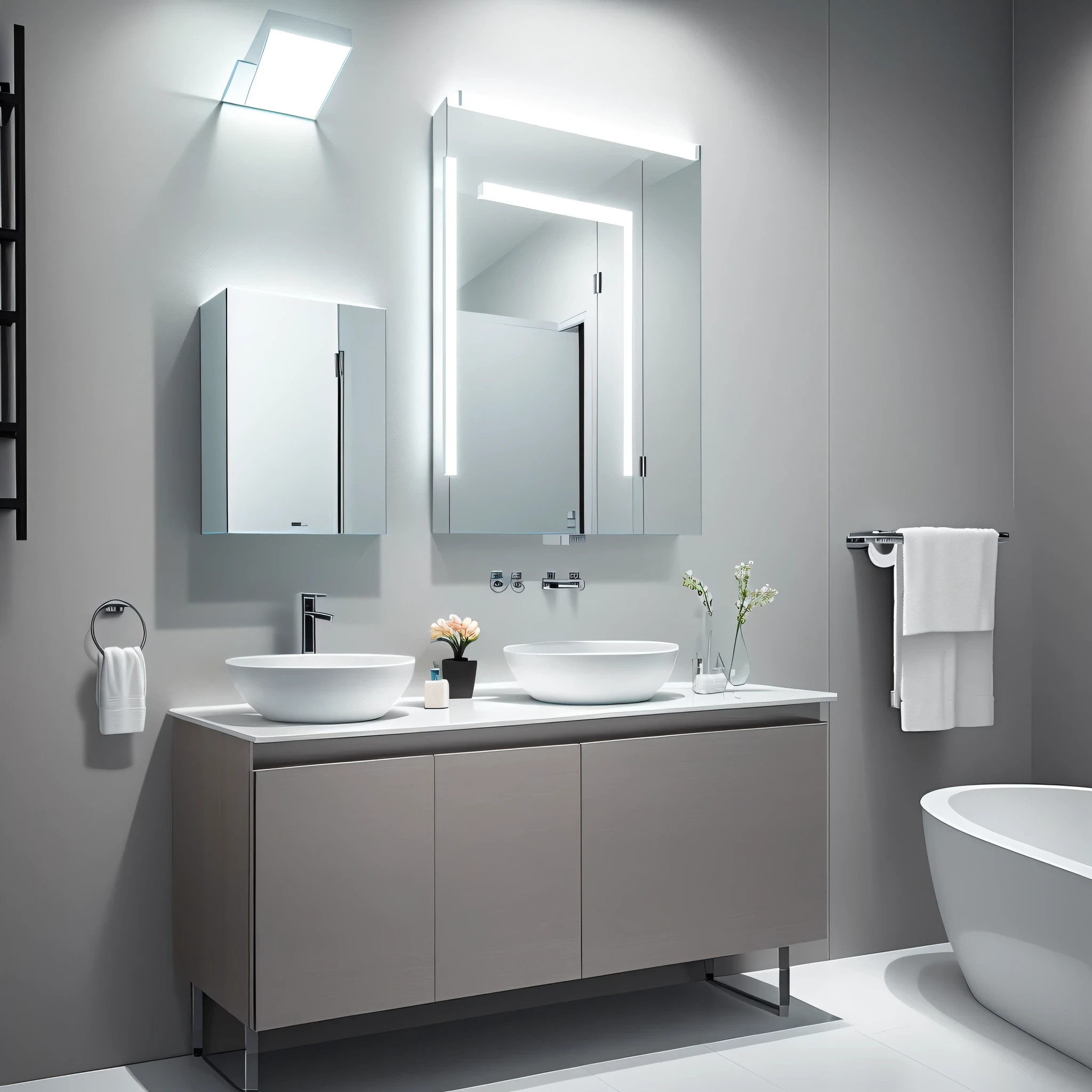 Contemporary, Modern look, Reasonable lighting, Equipped with professional lighting, maximalist, High quality bathroom design, mirrored, Seven miles,hand washing station,mirrors,cold light