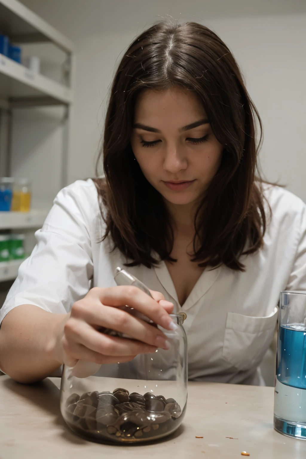 Show A Scientist sending A Growth Pill To A Lab