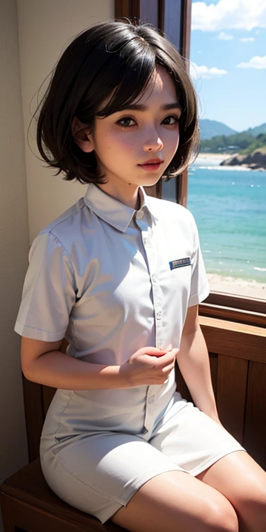 Super Real,Fotoreal,realisitic,(1 menino:1.9),(corpo inteiro:1.6),(minissaia:1.5),sozinho,(short hair:1.6),sorrir,Transvestite high school student outfit,absolute area,looking in camera,ao ar livre,cabelos pretos,Fundo desfocado,sorrir,Detalhe superfino,(cabelos pretos:1.4),(com saia:1.1),((3 linhas isoladas em fundo branco)),Terno de Marinheiro,(pele detalhada:1.2),
