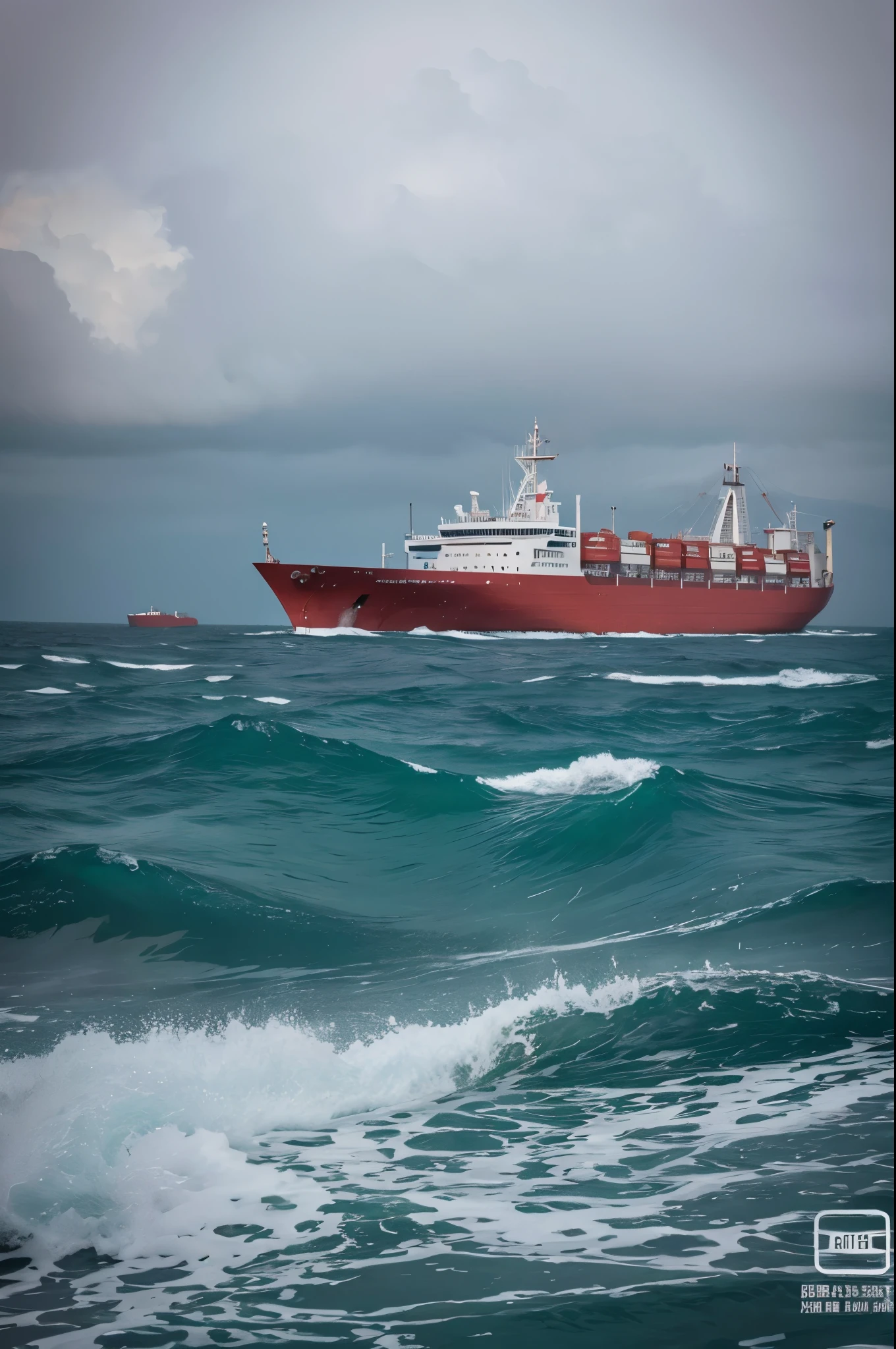 A tanker ship is sailing through rough seas