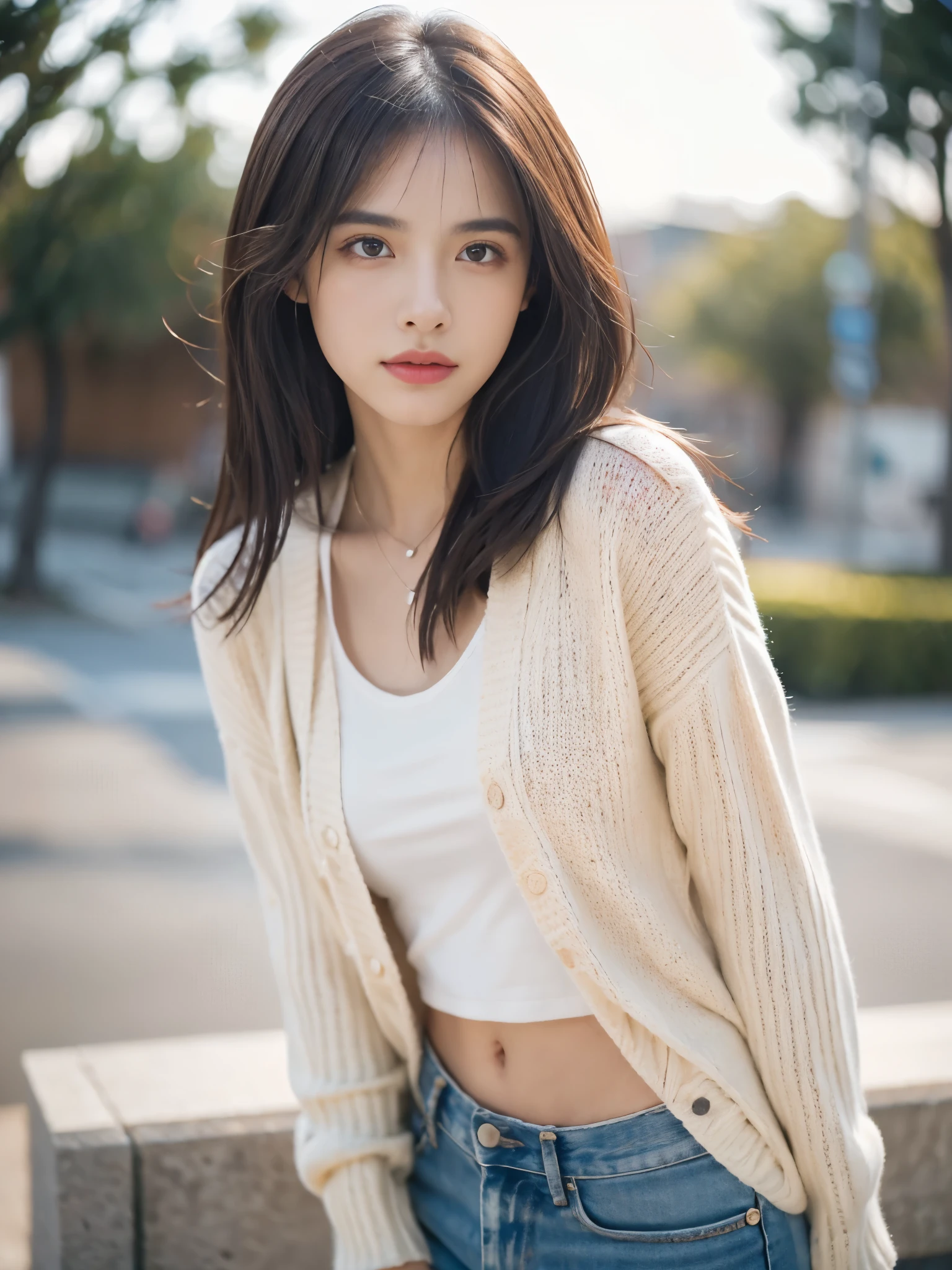Obra maestra, La mejor calidad, ultrahigh resolution, Foto de alto detalle, Unidad 8K Fondo de pantalla, CG extremadamente detallado:1.2),(Foto RAW,:1.realistic photography:1.4), 1girll , joven, physically based representation, Lindo, (Cara finamente detallada:1.4, Ropa detallada), (Detallado:1.4) Cara hermosa, Profundidad de campo, Agregar capa, hiperrealista, 27 years old, Modelo de cuerpo perfecto, senos perfectos, 175cm de altura, pose sexy, cuerpo completo, Tipo de cuerpo del modelo, Cabello largo, Eimi Fukada, doble parpados, sweater, white background, ultra-realistic textures, raw photo, depth of field, cinematic lighting, blurry, glowing light, bokeh