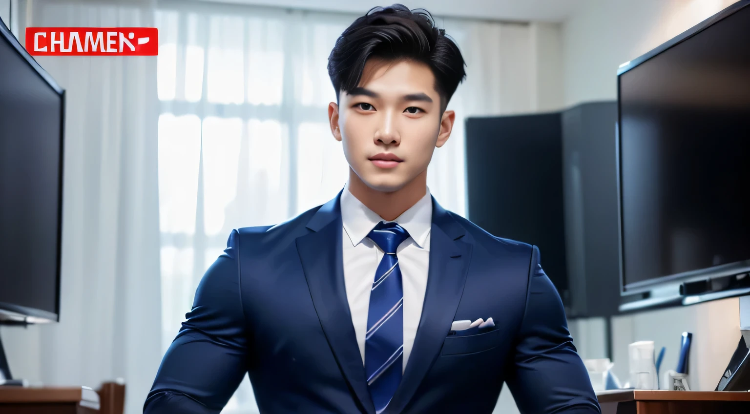 (tmasterpiece: 1.2),(computer generated art:1.3),(actual:1.5),(Post-processing:1.3), (Focus Clear:1.3), 1人, (Suits and ties), One-piece suit, Young Koreans , Korean men, (high shadows detail), chest muscle, Big arm muscles, blood vessel, large muscle, broad shoulder, looking at viewert, balance eyes, nightclub, ports, cafe shop