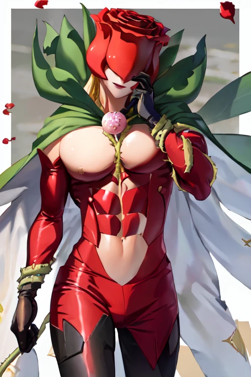 ANIME_rosemon_yugiho_ownwaifu, .ownwaifu.com,
digimon \(creature\), pecs, long hair, large pecs, navel, makeup, covered eyes, monster boy, helmet, plant boy, colored skin, muscle , (masculine body:1.5)
thighhighs, , petals, elbow gloves, navel cutout, red flower, red gloves, bodysuit, mask, thorns, cape, gloves, vines, rose, flower, plant,
official art,extremely detailed ,8k wallpaper, perfect lighting,Colorful, Bright_Front_face_Lighting,shiny skin, (masterpiece:1.0),(best_quality:1.0), ultra high res,4K,ultra-detailed, photography, 8K, HDR, highres, (absurdres:1.2), (vibrant_color:1.2),professional photograph, (beautiful_face:1.5),