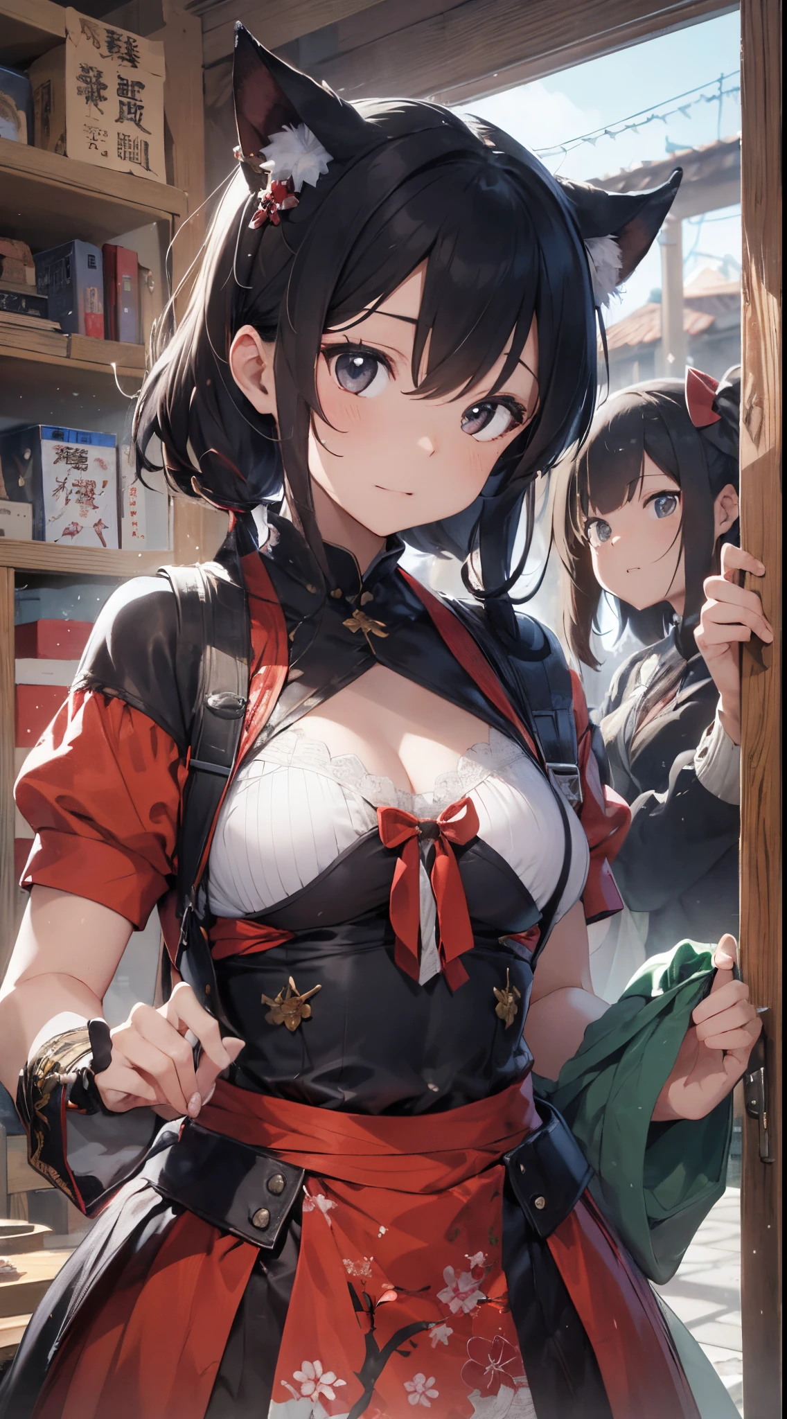 ​masterpiece、(detaileds、hight resolution、top-quality)、（女の子 1 人：1.5）、Onmyopath、samurais、A war-torn country with half-demons。 Silakurena, once a united state,、The country collapses due to the death of Meishu, who was organizing various places.、The three domains were entering the Warring States Period, where they were vying for the unification of the world.。 Nearly half of Shirakena is made up of humans.、There are also half-youths and beastmen.、The composition is largely divided by the clan.。 Northeast「Swaga Clan」は呪術や式神を駆使するOnmyopathたちの藩、Southeast「Takekura Domain」は城壁をも斬り裂く一騎当千のsamuraisたちの藩、western「Zion Clan」is a clan of subhumans such as half-youkai and beastmen who are good at witchcraft and covert actions.。 The three clans fought many times,、Through tactics that make the most of each characteristic、The forces were antagonistic。 After metastasis、Suddenly, the three clans that were confused by the shock of metastasis「Your power... Show me out...」I heard a voice saying.。 Convinced that this must be a message from the divine fox in the world of Shirakurena, the three clans decided to make a temporary truce.、Again became one country as Sirakrena。 Eta、To Centrake, who has tried to contact、Obey the message and wield your power as one、It was going into a state of war.。