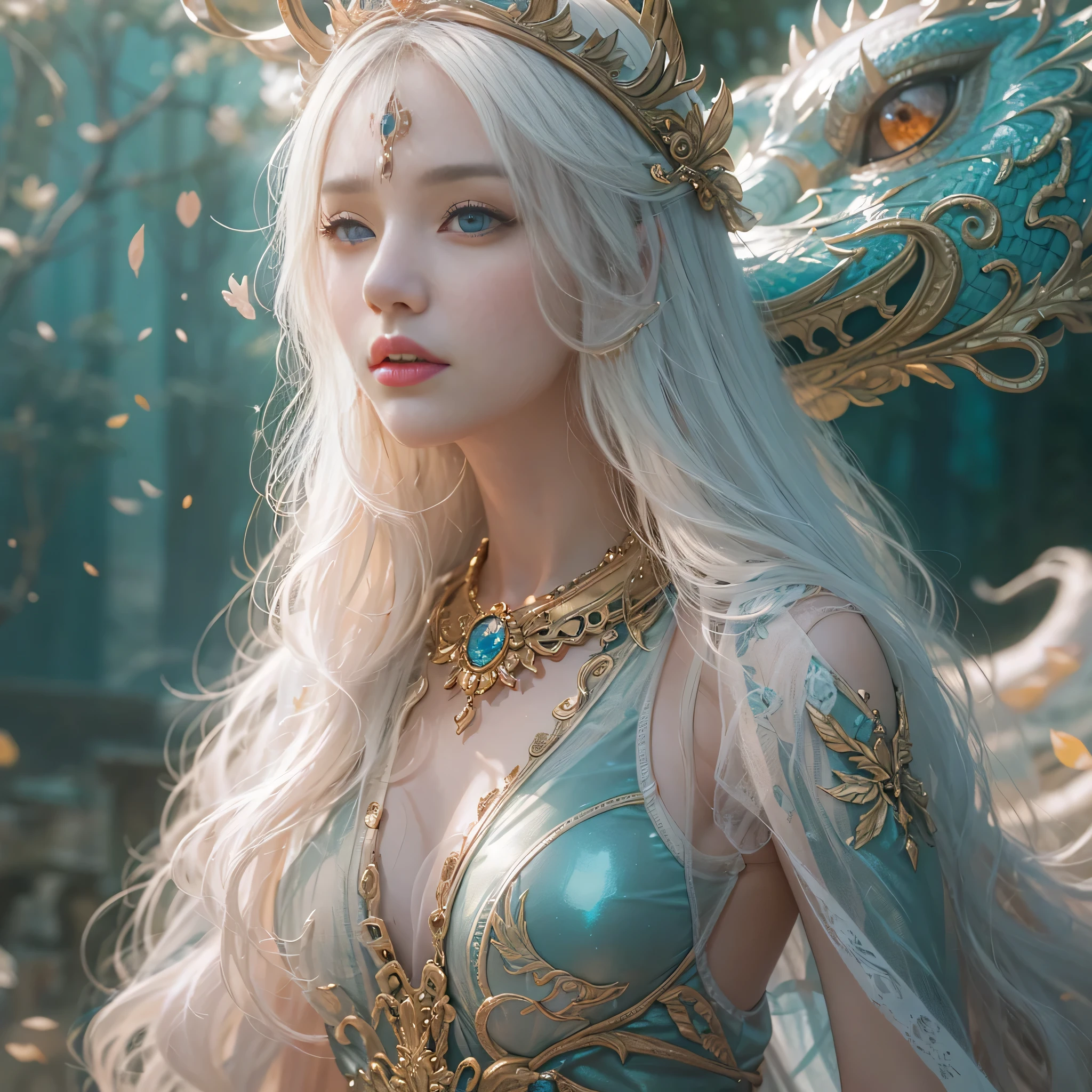(((nffsw))), (((masutepiece))), (((8K))), (((hight resolution))), (((surrealism))), (((Cinematic lighting))), god rays, Zoom Layer, (((FULL BODYSHOT))), Shiny skin,Detailed skin,Detailed face, Detailed eyes, Goddess of Dragon Charmers, Sharp eye light, See-through elegant dress, , Goddess Tiara, riding a dragon, Feet exposed, 1 girl, Big blue eyes with radiant transparency, Super long platinum blonde hair, Bangs that extend to the front of the face, double eyelid, Eye line, big boob, Completely beatutiful girl at 18 years old, White and beautiful yong shiny skin, Sexy and very beautiful good looks, Very cute face with perfect beauty