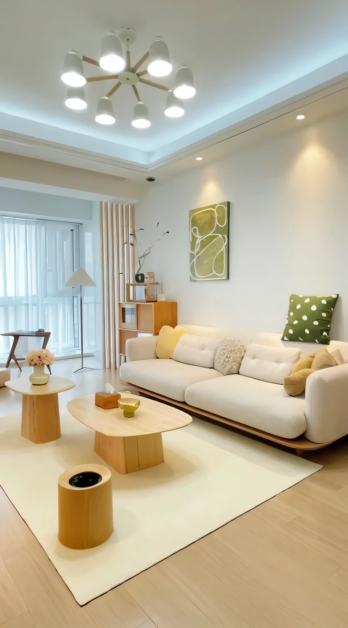 arafed liveroom with a white couch and a coffee table, modern japanese liveroom, placed in a large liveroom, dairy factory, in a liveroom, liveroom, and beautiful, designed for cozy aesthetics!, interior design liveroom, serene and peaceful style, placed in a liveroom, Designed with natural light as background
