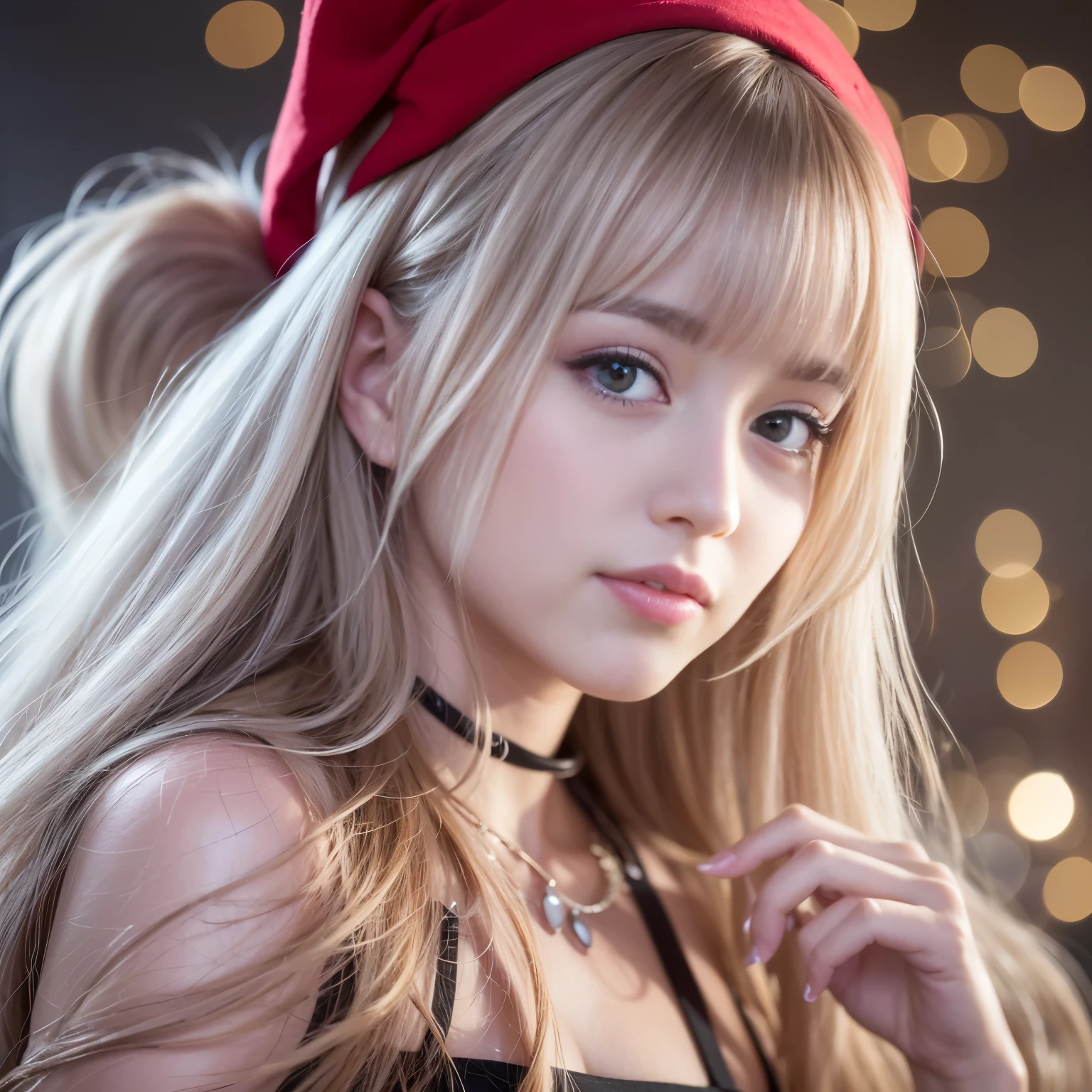 Best-quality, Masterpiece, Ultra-High-Resolution, (Photorealistic:1.4), Raw-Photo, Extremely-Details, Perfect-Anatomy, 1girl, the most famous Japanese idol, wearing only sexy-christmas-costume, having a lot of fun at christmas home party, extremely cute face like the most popular Japanese idol, extremely beautiful big-black-solid-circle-eyes, extremely beautiful hair, extremely beautiful long-eyelashes, extremely beautiful lips, extremely beautiful white skins, looking at viewer, innocent smile, face focus, portrait, dynamic-pose