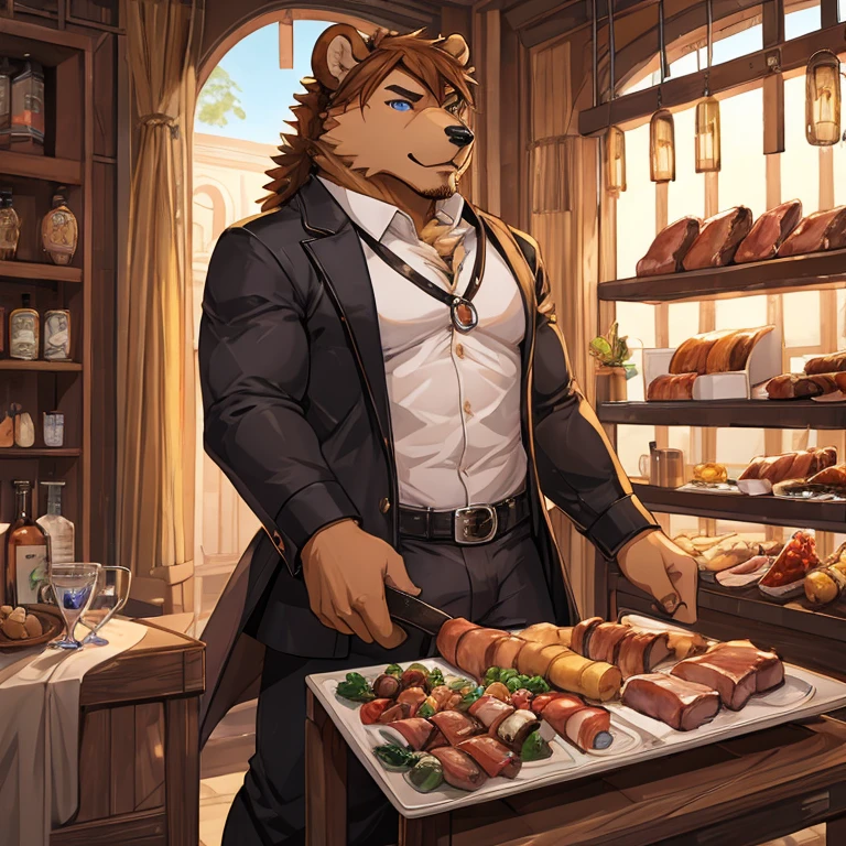 A mother bear,femele,combats,detailed detail,Meat balls