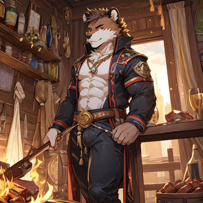 A mother bear,femele,combats,detailed detail,Meat balls