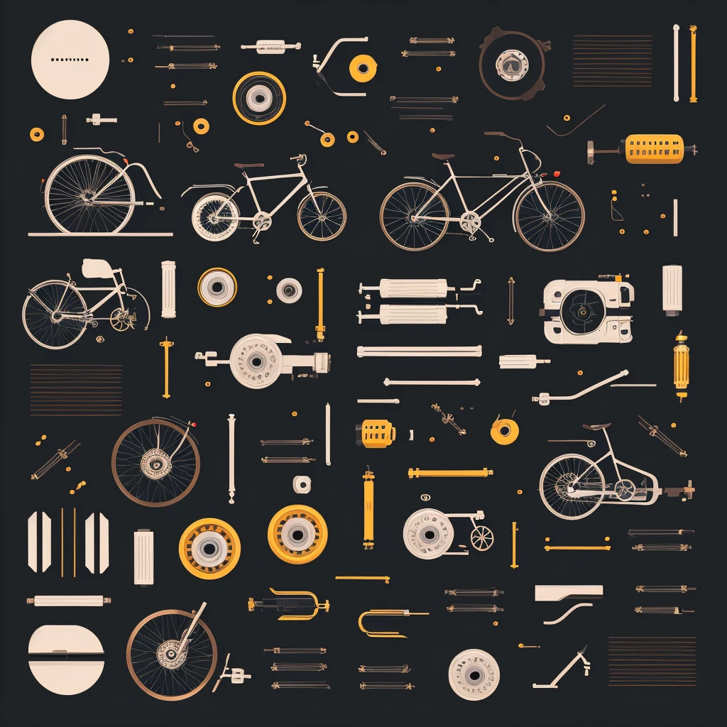 Graphic design, flat design, cycle parts, london street, colorful tones, highly detailed, clean, vector image, professional photographer, smoke explosion, simple background, flat black background, glossy vector.