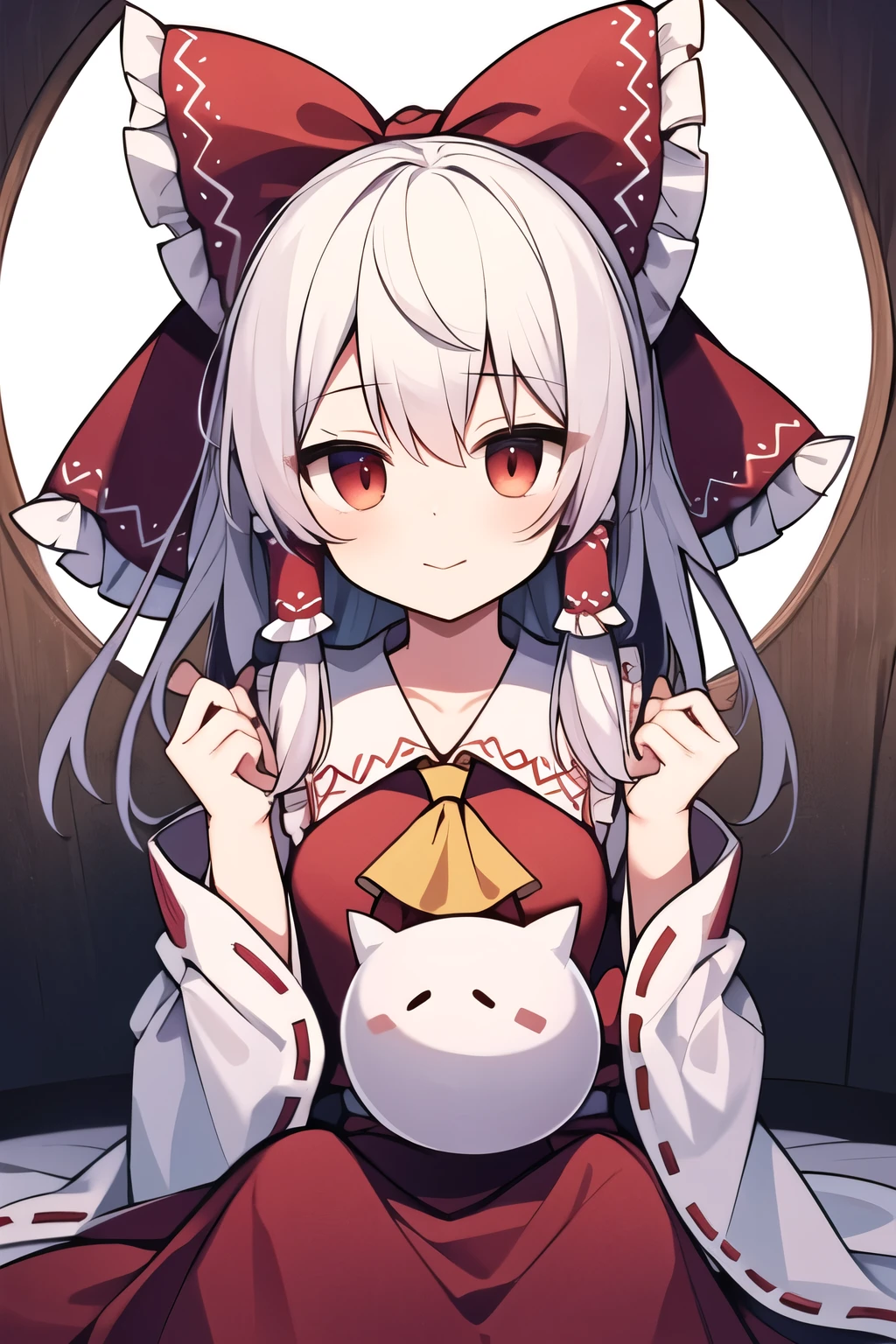 Hakurei Reimu, touhou project, white hair