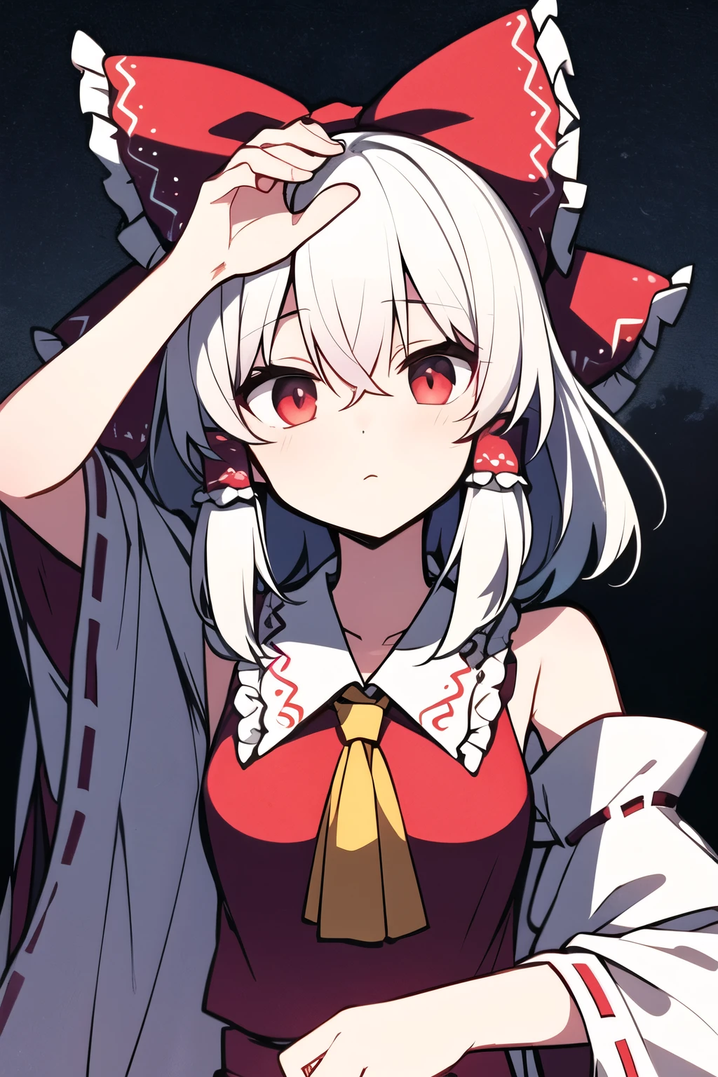 Hakurei Reimu, touhou project, white hair