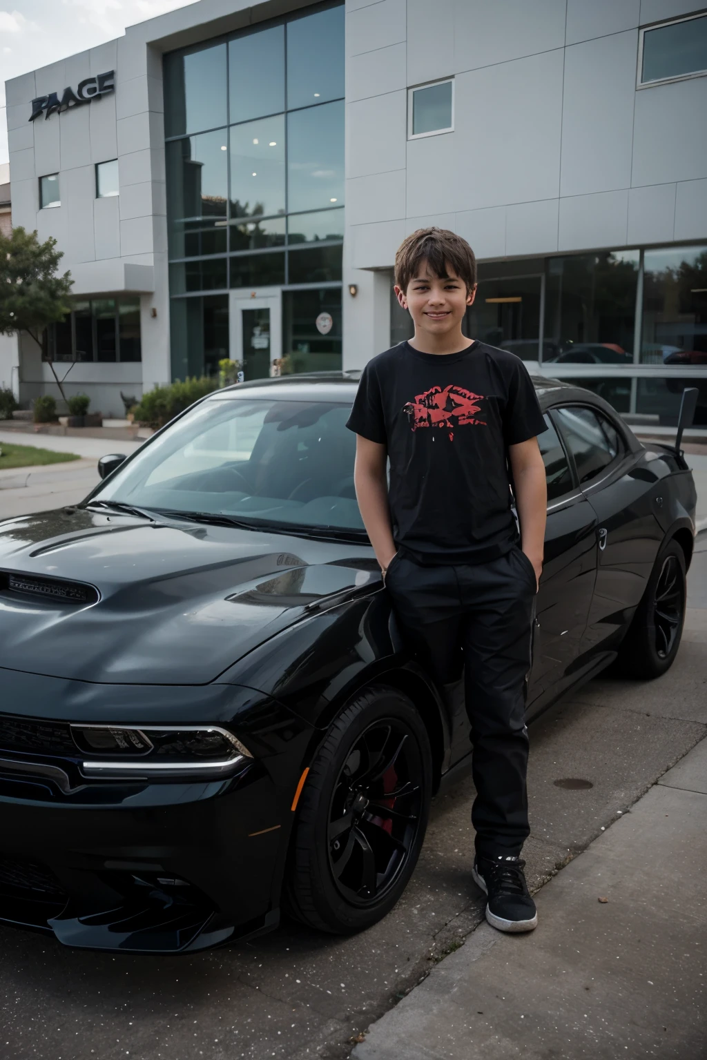 kid with hellcat charger dodge