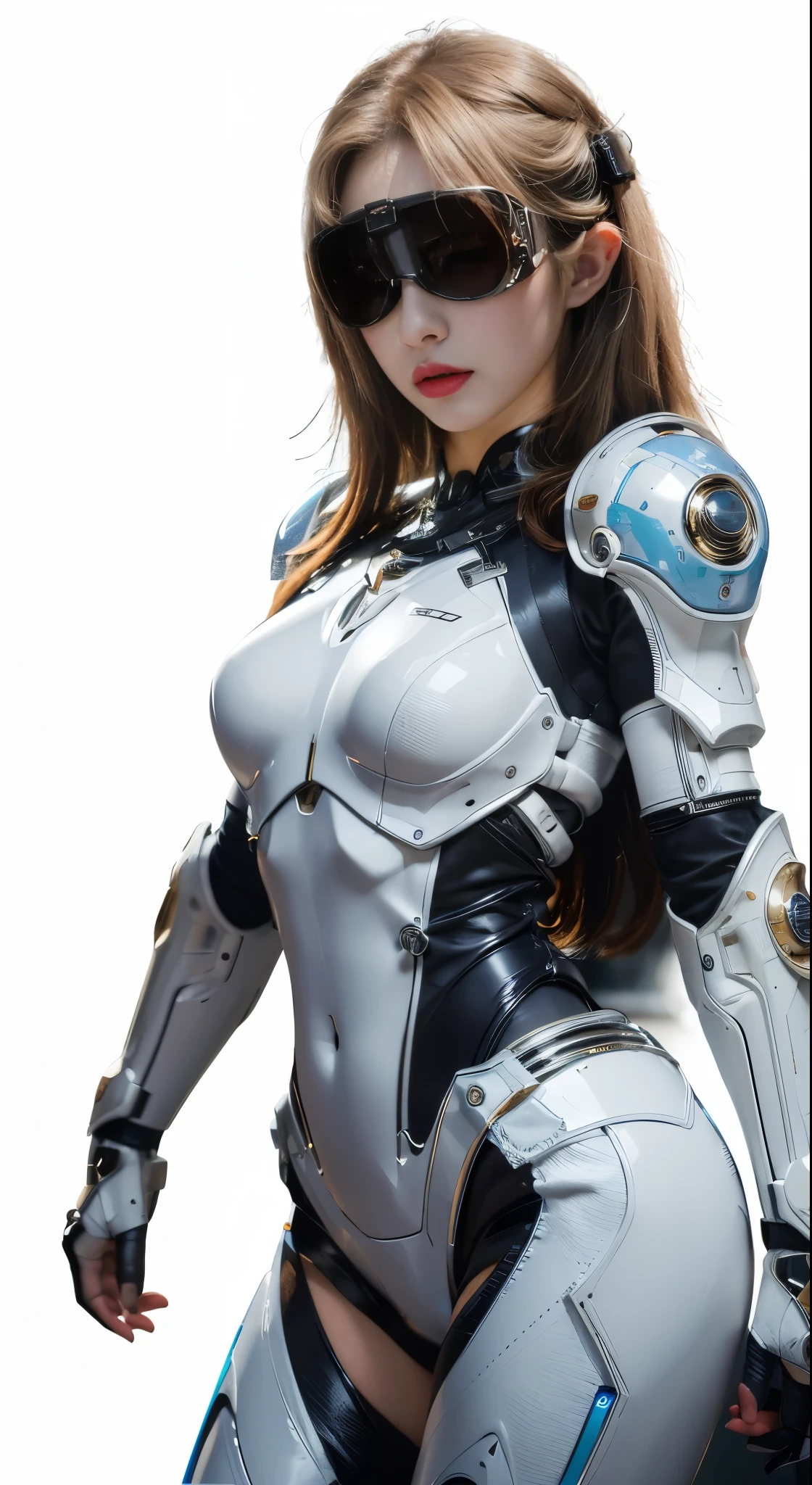 husband wearing futuristic suit,Pose for photos wearing sunglasses, beautiful female android, Beautiful white girl robot, Beautiful robot girl, female robot body, beautiful female android, Cute robot girl, Mecha network armor girl, young robot lady, perfect robot woman, Perfect anime robot woman, Image of a beautiful robot