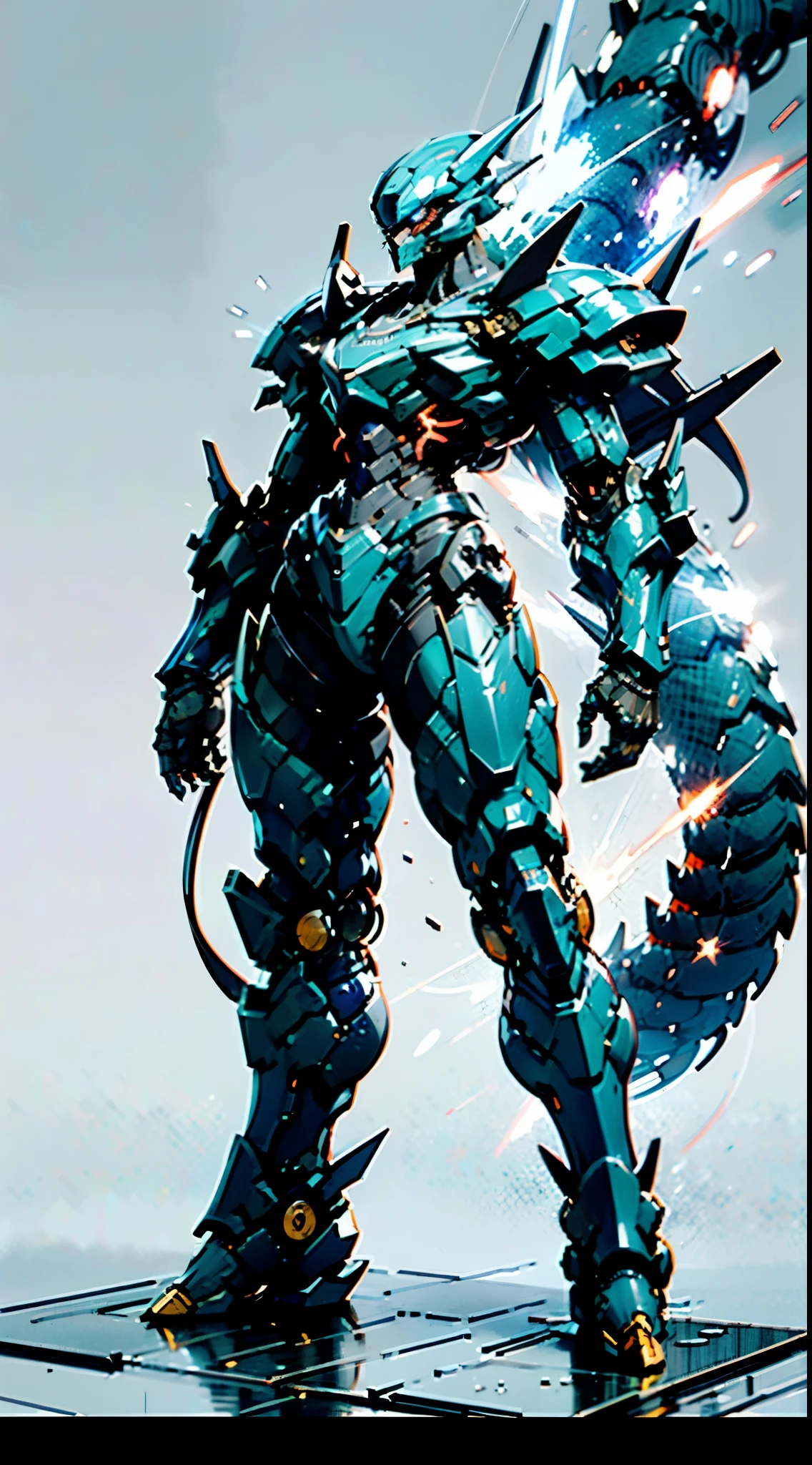 A high-tech combat armor suit inspired by Godzilla concept, Godzilla concept biotech battle armor, High-tech armored suits, psychedelic details, BiophyllTech, add electric power around, A bio-sensitive high-tech battle armor suit infused with Godzilla characteristics, The angular design on the body is illuminated and the display is charging, energy waves, Energy particles, octane render, unreal engine 5, high definition, best quality, highres, ultra-detailed, fantasy, Ultra-complex design, ultra-fine painting, extremely delicate, professional, perfect images quality, realistic, sure real, creativity, RAW photo, UHD, 32k, Natural light, cinematic lighting, best shadow, anatomically correct, masterpiece-anatomy-perfect, masterpiece:1.5