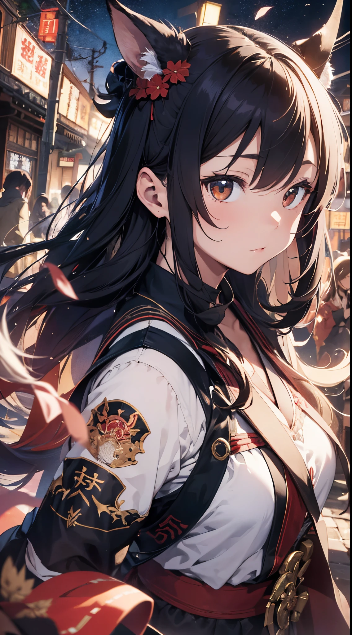 masterpiece、(detaileds、hight resolution、top-quality)、 1 人、Onmyopath、samurais、A war-torn country with half-demons。 Silakurena, once a united state,、The country collapses due to the death of Meishu, who was organizing various places.、The three domains were entering the Warring States Period, where they were vying for the unification of the world.。 Nearly half of Shirakena is made up of humans.、There are also half-youths and beastmen.、The composition is largely divided by the clan.。 Northeast「Swaga Clan」は呪術や式神を駆使するOnmyopathたちの藩、Southeast「Takekura Domain」は城壁をも斬り裂く一騎当千のsamuraisたちの藩、western「Zion Clan」is a clan of subhumans such as half-youkai and beastmen who are good at witchcraft and covert actions.。 The three clans fought many times,、Through tactics that make the most of each characteristic、The forces were antagonistic。 After metastasis、Suddenly, the three clans that were confused by the shock of metastasis「Your power... Show me out...」I heard a voice saying.。 Convinced that this must be a message from the divine fox in the world of Shirakurena, the three clans decided to make a temporary truce.、Again became one country as Sirakrena。 Eta、To Centrake, who has tried to contact、Obey the message and wield your power as one、It was going into a state of war.。