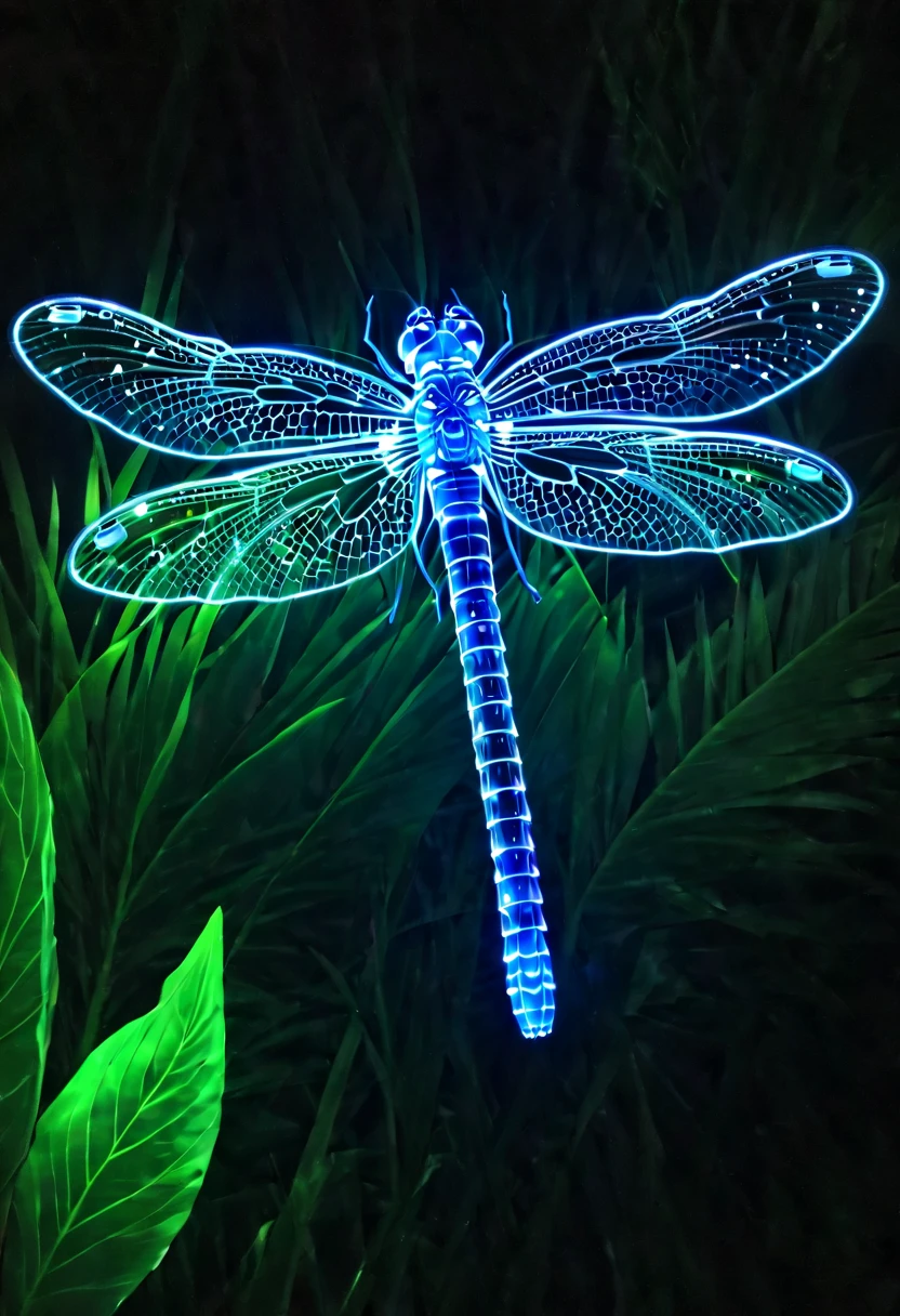 (glowing dragonfly:1.5)，natta，lotus