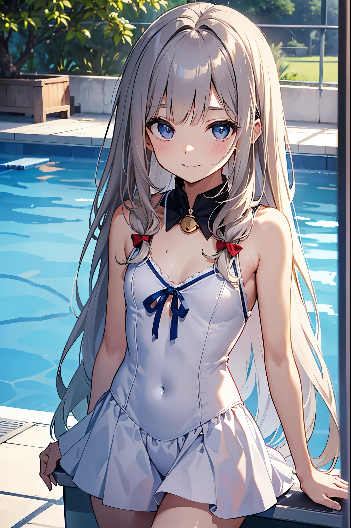 best quality, ultra hi res, (photoreaslistic)1.1, a photography of a beautiful girl, detailed face, 1 European young girl, , (lolita)1.2, (wide eyes)1.1, (red cheeks)1.3, smile, wedgie, wedging, arched back, pool side, tight navy blue school swimsuit, nipples_through, extremely detailed, intricate, soft lighting, smooth lighting, depth of field, masterpiece, hyper detailed, detailed eyes, (solo:1.1), (beautiful face:1.1)、Clear chest、(((the face of a very5))、NSFW