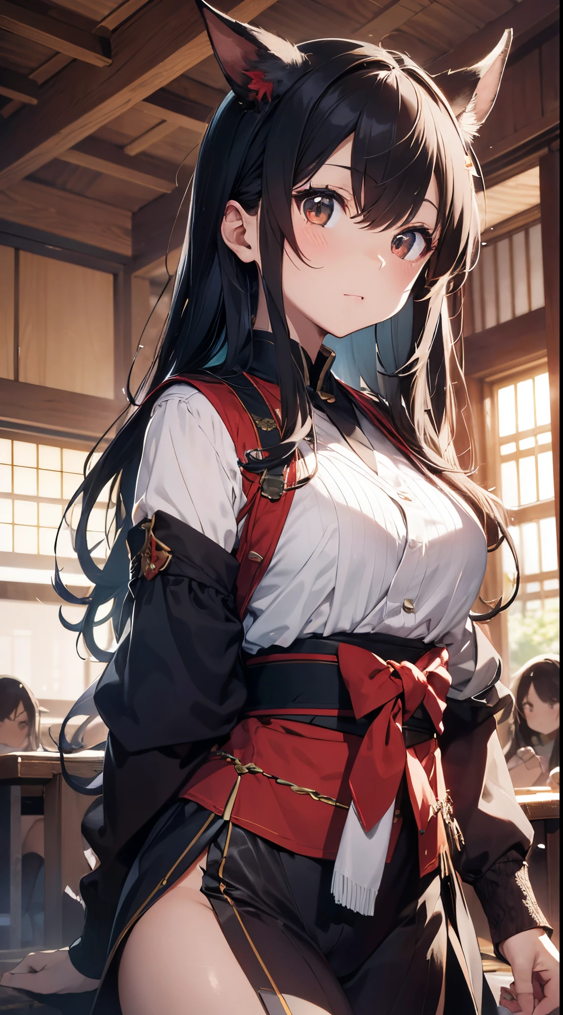masterpiece、(detaileds、hight resolution、top-quality)、 1 人、Onmyopath、samurais、A war-torn country with half-demons。 Silakurena, once a united state,、The country collapses due to the death of Meishu, who was organizing various places.、The three domains were entering the Warring States Period, where they were vying for the unification of the world.。 Nearly half of Shirakena is made up of humans.、There are also half-youths and beastmen.、The composition is largely divided by the clan.。 Northeast「Swaga Clan」は呪術や式神を駆使するOnmyopathたちの藩、Southeast「Takekura Domain」は城壁をも斬り裂く一騎当千のsamuraisたちの藩、western「Zion Clan」is a clan of subhumans such as half-youkai and beastmen who are good at witchcraft and covert actions.。 The three clans fought many times,、Through tactics that make the most of each characteristic、The forces were antagonistic。 After metastasis、Suddenly, the three clans that were confused by the shock of metastasis「Your power... Show me out...」I heard a voice saying.。 Convinced that this must be a message from the divine fox in the world of Shirakurena, the three clans decided to make a temporary truce.、Again became one country as Sirakrena。 Eta、To Centrake, who has tried to contact、Obey the message and wield your power as one、It was going into a state of war.。