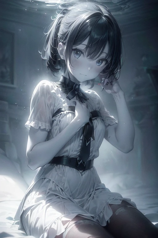 Capture the ethereal of light and shadow in a stunning monochromatic photograph with selective color details, revealing the hidden poetry of Bioluminescence, underwater, (realistic, photorealistic, RAWphoto:1.4), fantasy, Magic Realism Style, whimsical, octane render, enhance, intricate, (best quality, masterpiece, Representative work, official art, Professional, unity 8k wallpaper:1.3)