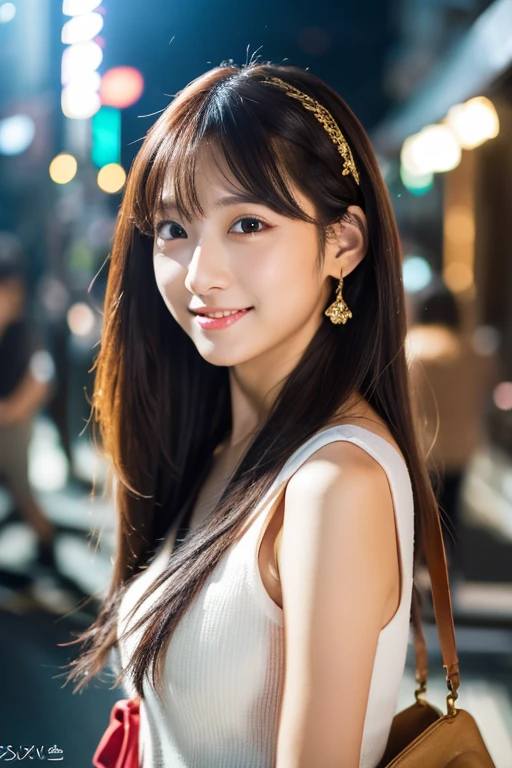 1girll, 170cm,Japanese idols and fashion models ,20 years old,slender body, C Cup,A dark-haired,Straight hair(Do not tie your hair down),Feline order,Whole body, Hair up to the waist, Whole body,((From head to foot)),8K, Raw photo, Best Quality, masutepiece,Realistic, Photorealsitic,Cute(Front Focus), Photos taken on the streets of Tokyo,Fantasy Art, photos realistic, Dynamic lighting, art stations, poster for, voluminetric lighting, extra detailed face, 4 k'', 1girll, Daytime photos,low tune, The costume is gal style(EMODA etc.) Long hair,a smile,accessories are gold color