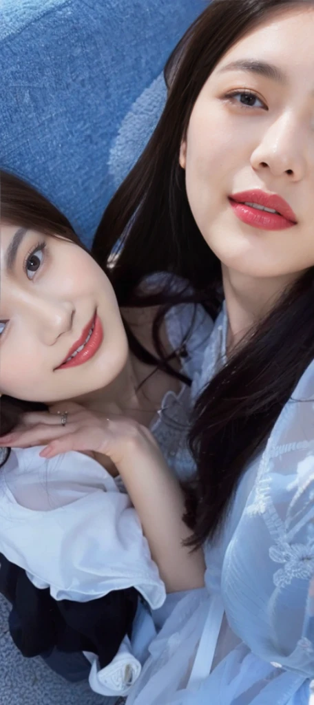 (On a table, Best quality, realistically, ultra - detailed, meticuloso, A high resolution, 8k wallpaper), Close-up portrait of a beautiful woman, Chariada, Smiling, light brown messy hair, Perfect dynamic composition, 美丽meticuloso的眼睛, Just like the cover of a fashion magazine, On campuigger,Ultimate detail