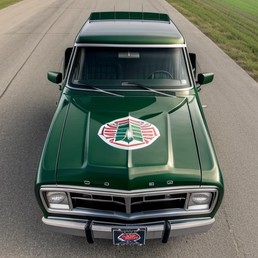 Shorts white tank top sitting on hood of 1974 f-100 costume painted hunter green