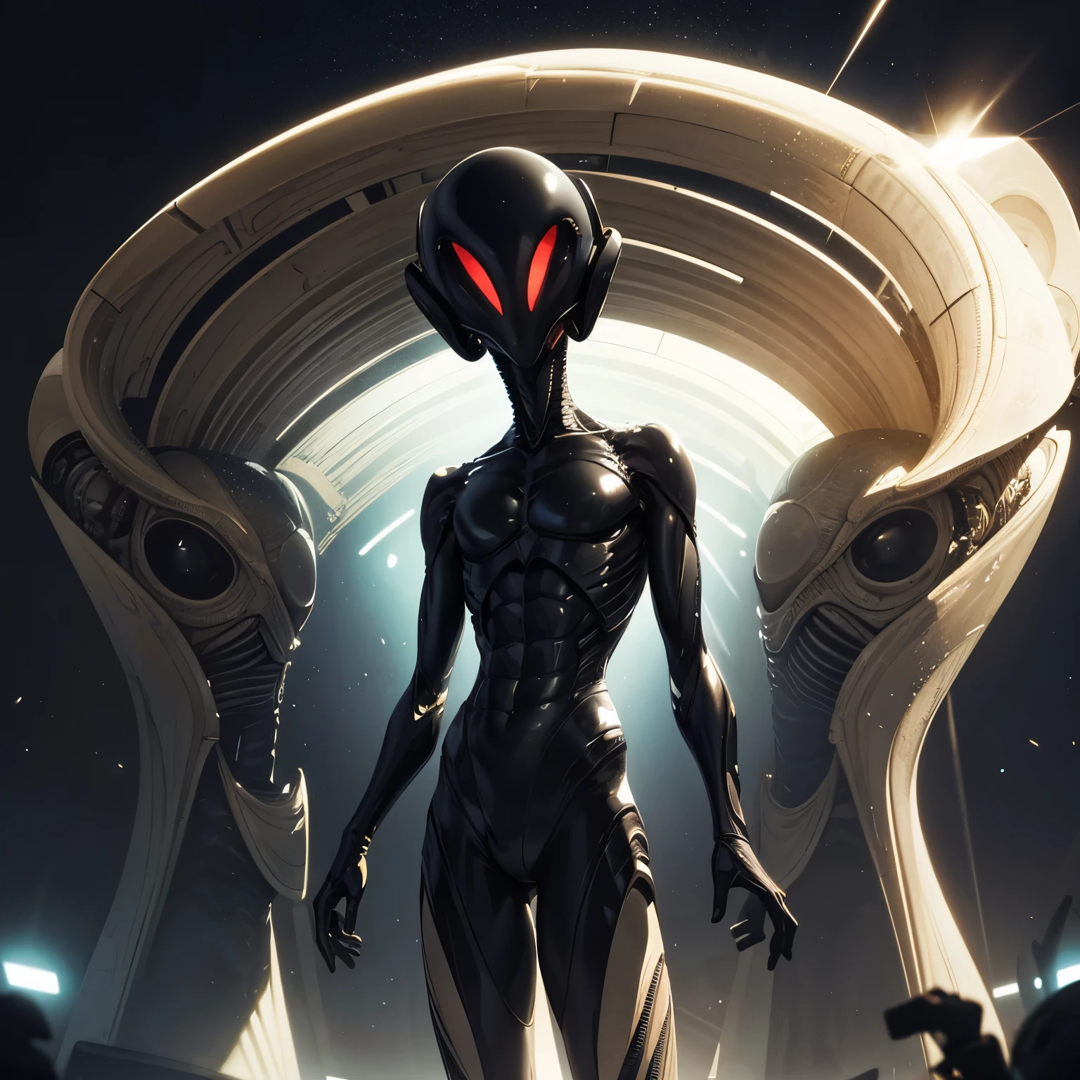 masterpiece, Alien that emits strange light, background black