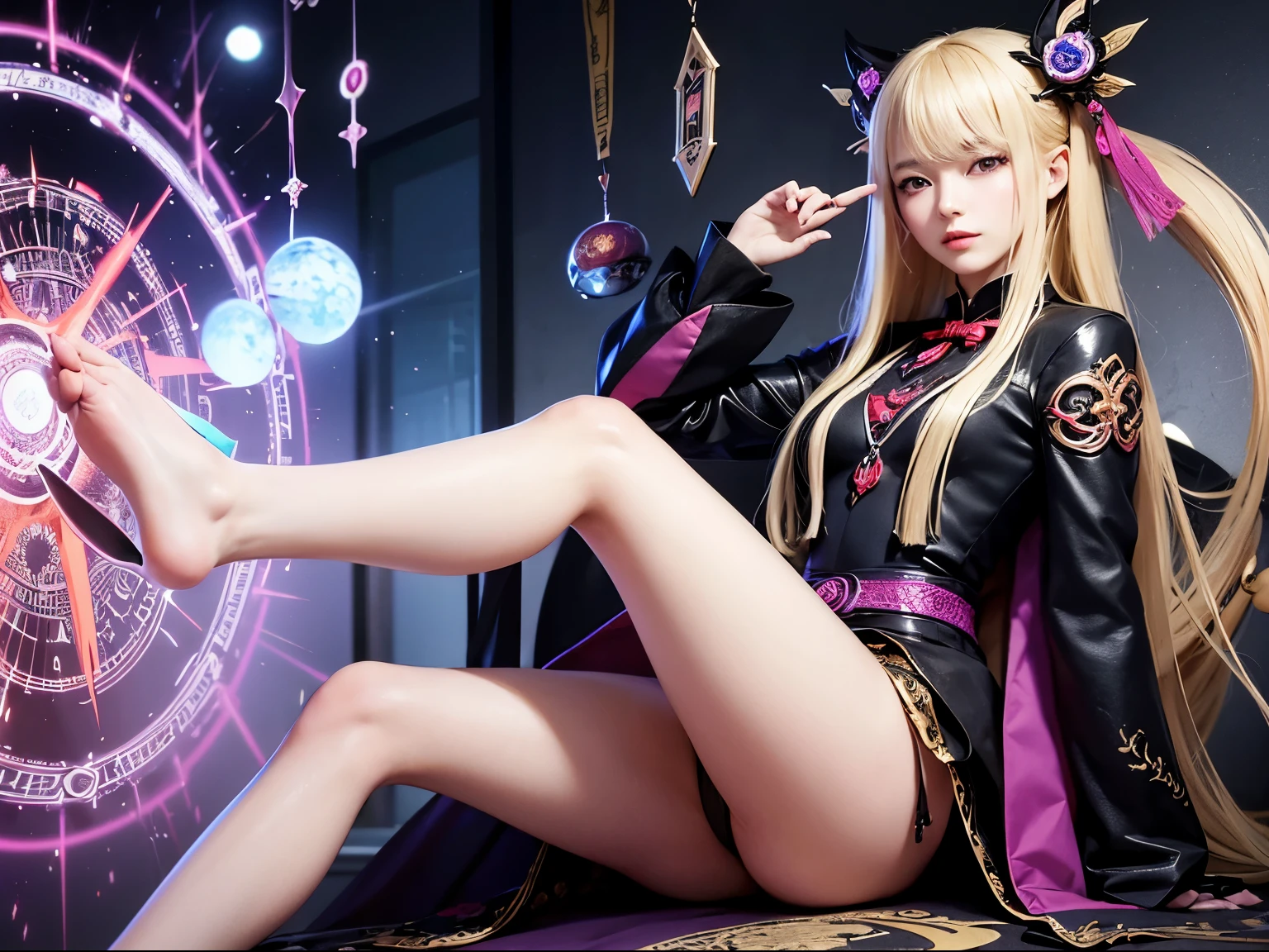 André Masson, kiichi Okamoto, Surreal, mysterious, strange, fantastical, fantasy, sci-fi, Japanese anime Alice, the beautiful blonde miniskirt girl who spins the wheel of time Tomorrow is the tea party, detailed masterpiece sharp focus
