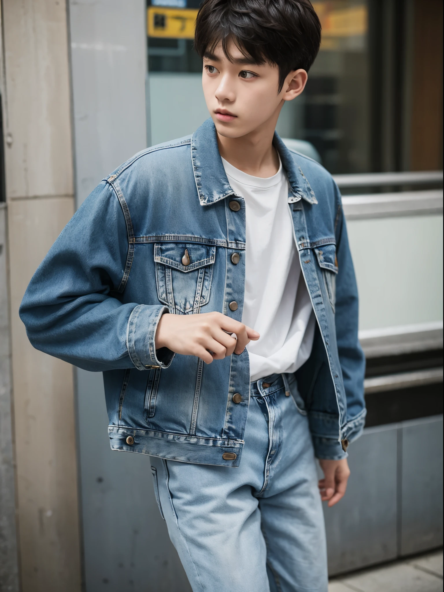 boy, 17 y.o, denim jacket, seoul