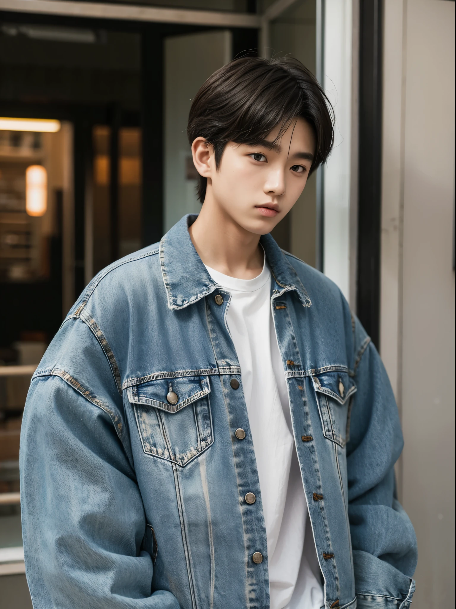 boy, 17 y.o, denim jacket, seoul