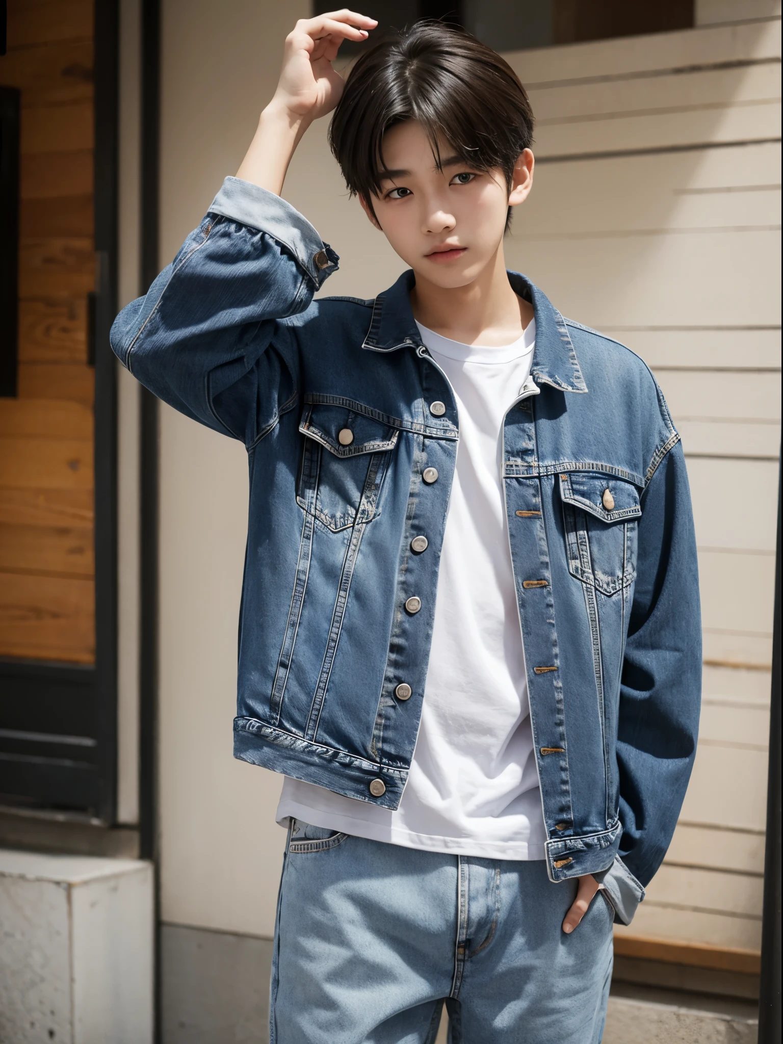 boy, 17 y.o, denim jacket, seoul