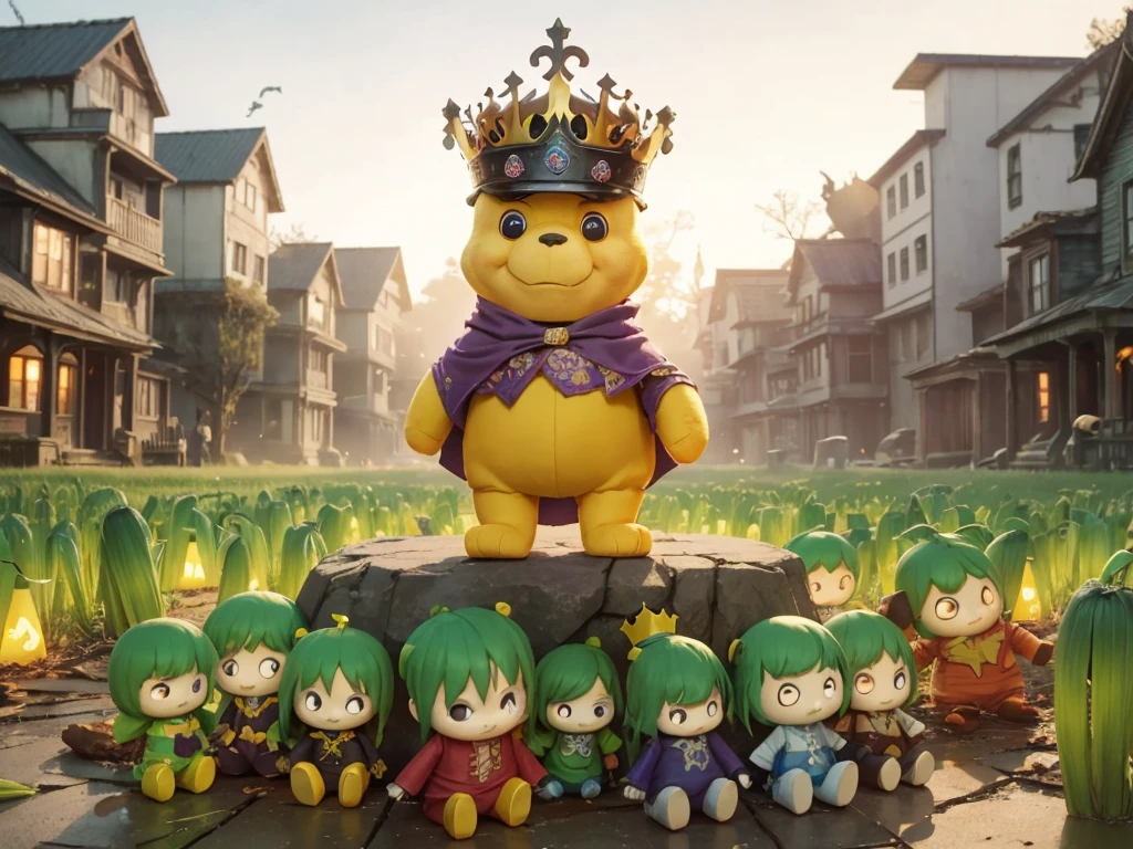 Background with:cyber punk personage，halloween terror night，horror winnie the pooh standing in the middle，He has a crown on his head, There are many kneeling leeks around，fearsomewinnie the pooh，He has a crown on his head，Standing in the world of leek fire，Snow Forest and Creation Mushrooms，Milkyway Sky，Lights create glowing butterflieig themoon，Blue River，Sakura NS，more followers，terror, Spooky like, fearsome, secret terror, tentaculata, vine, with eyes, Terror Valley Effect Teeth, Lie on the floor,Angry， Small animals,themoon,a haunted house,strange forest,Ghost encounters,abandoned shelter,Creepy doll,Sinister shadows,Possessed by demons,Haunted dollhouse,The Cursed Mirror,shinigami,Prank activity,zombies apocalipsis,Spooky cemetery