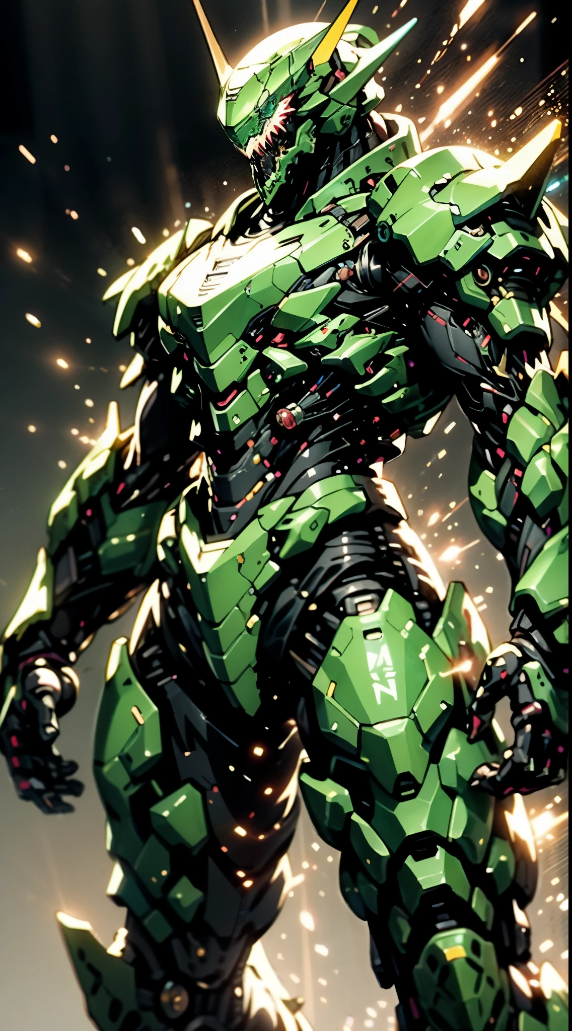 A high-tech combat armor suit inspired by Godzilla concept, Godzilla concept biotech battle armor, High-tech armored suits, psychedelic details, BiophyllTech, add electric power around, A bio-sensitive high-tech battle armor suit infused with Godzilla characteristics, The angular design on the body is illuminated and the display is charging, energy waves, Energy particles, octane render, unreal engine 5, high definition, best quality, highres, ultra-detailed, fantasy, Ultra-complex design, ultra-fine painting, extremely delicate, professional, perfect images quality, realistic, sure real, creativity, RAW photo, UHD, 32k, Natural light, cinematic lighting, best shadow, anatomically correct, masterpiece-anatomy-perfect, masterpiece:1.5