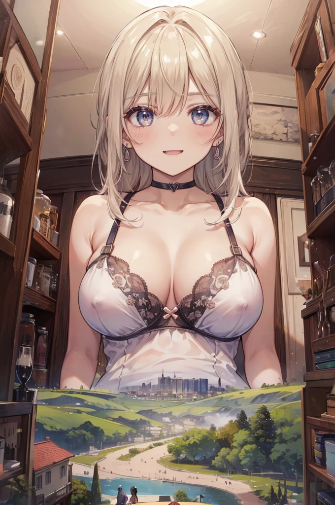 (adult woman: 1.2), (beautiful mature woman: 1.2), very detailed, beautiful, professionally drawn, bright sky, shiny detailed breasts, (erect nipples: 1.1), (perfect beautiful skin), (girls bedroom: 1.1), a giantess girl towering over a landscape from sky view on a table, a giantess looming over a landscape from sky view on a table, a giantess looking down at a table, bedroom, (2girls:1.3), (two girls standing next to each other: 1.1), giantess, armpit, >:D, collarbone, bra, ribcage, (cityscape from sky view on a table: 1.3), (landscape from sky view), table, on a table, (crowds of people from above: 1.5)