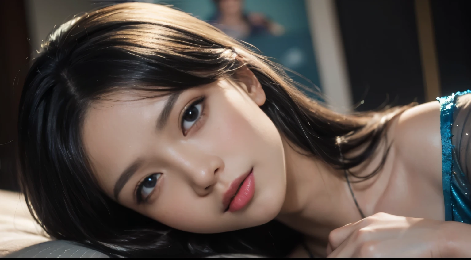 a close up of a woman in a blue dress posing for a picture, a hyperrealistic painting inspired by hajime sorayama, trending on cg society, fantasy art, extremely detailed artgerm, ig model | artgerm, seductive anime girl, like artgerm, as seen on artgerm, style artgerm, style of artgerm