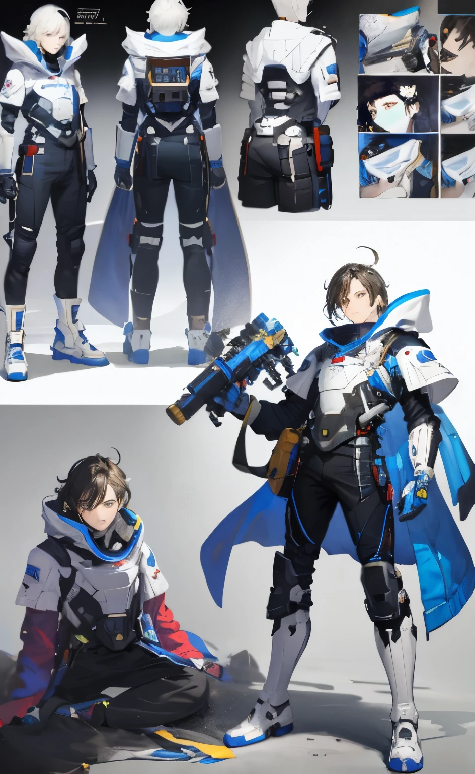 (masterpiece:1.5), (bestquality), (highlydetailed), (ultra-detailed), missionary,cosmic,high tech outfit,cosmic brave,male,guy,(design sheet)