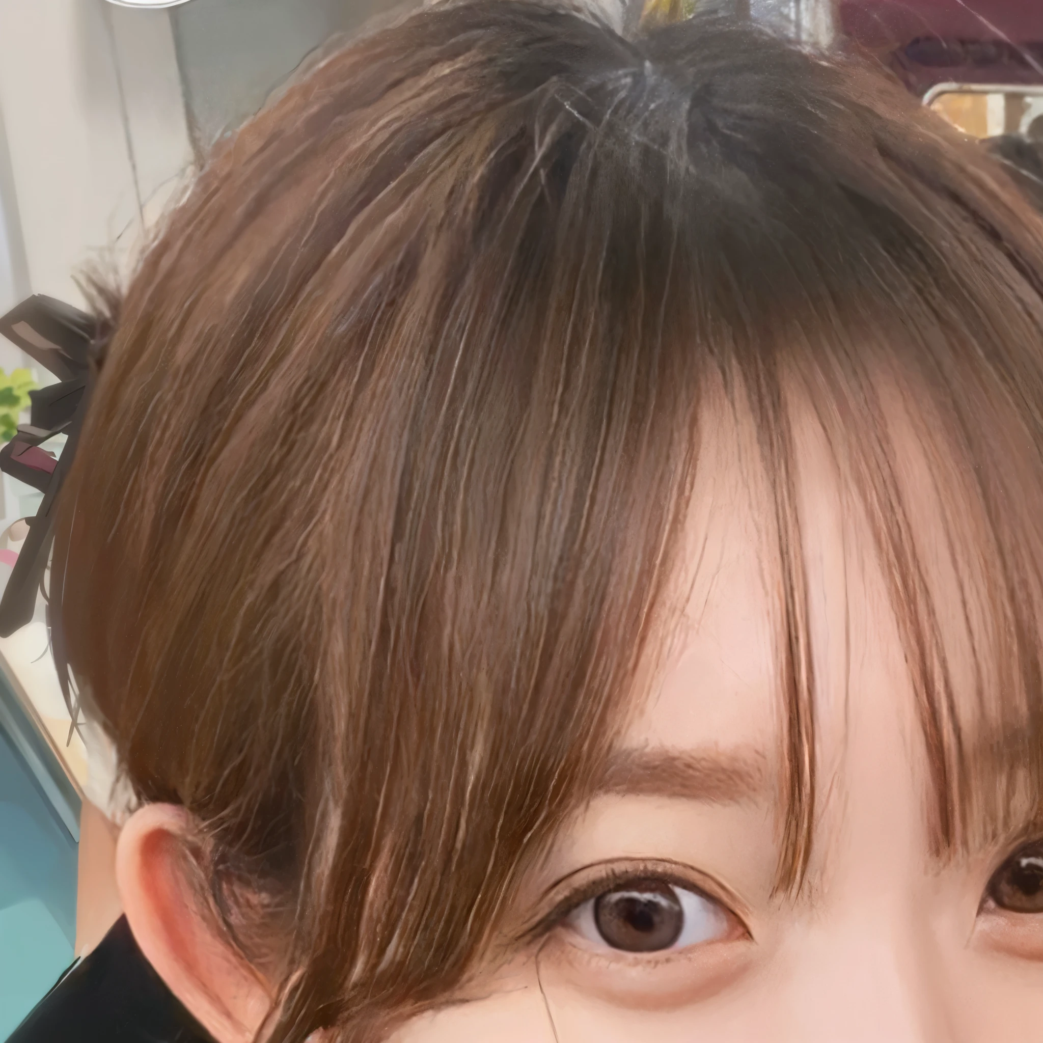 There is a woman taking a picture with her mobile phone, clear cute face, cute - fine - face, Larisa Manobal, with cute doting eyes, cute round slanted eyes, jaeyeon nam, girl cute-fine-face, wan adorable korean face, wide forehead, lee ji - eun, lee ji-eun