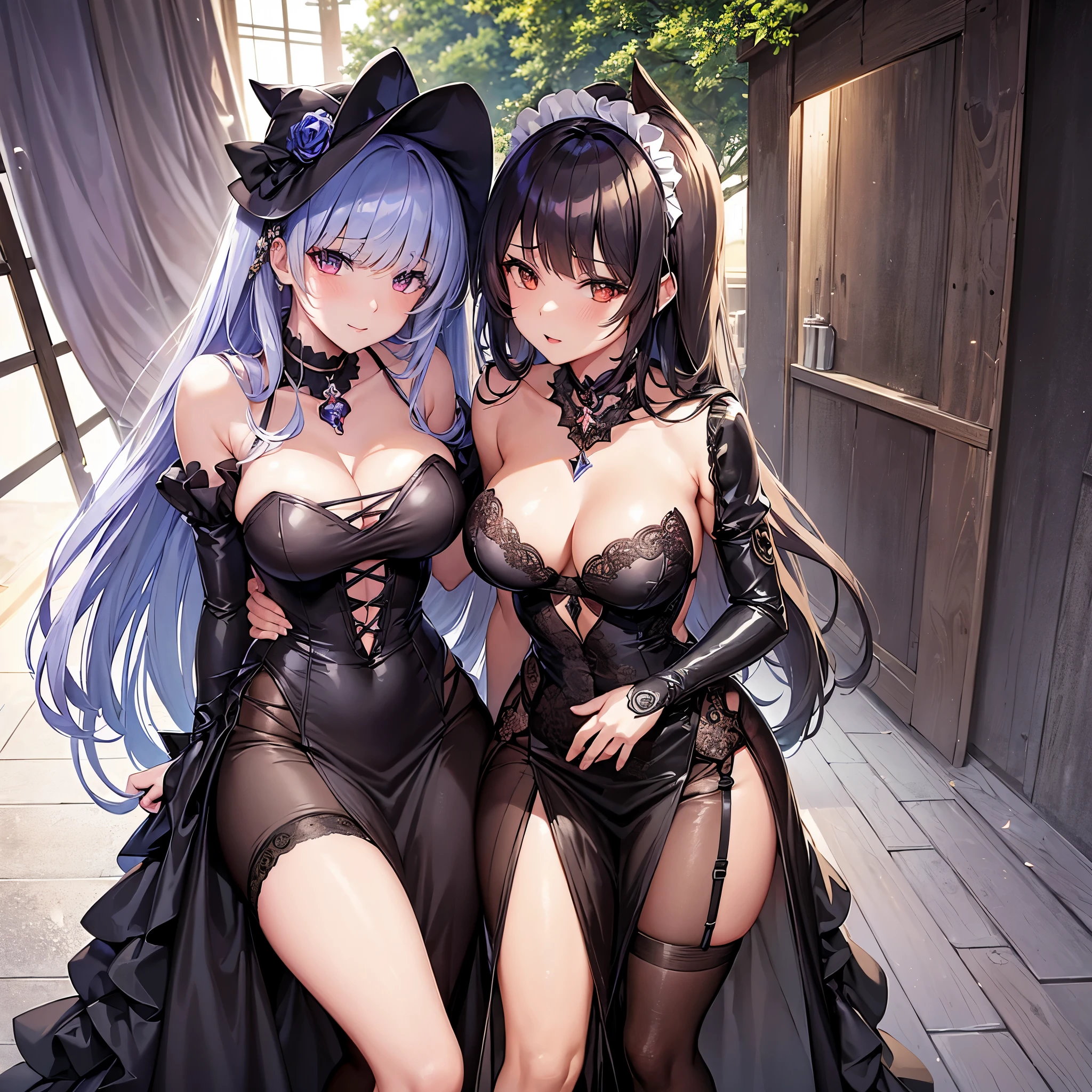 a close up of a woman in a witch costume posing for a picture, marisa kirisame, from the azur lane videogame,  anime girl, anime goddess, a  maid in a magical forest, flirty anime witch casting magic, fine details. girls frontline, kawacy, small curvy loli, cute anime waifu in a nice dress, beautiful alluring anime woman