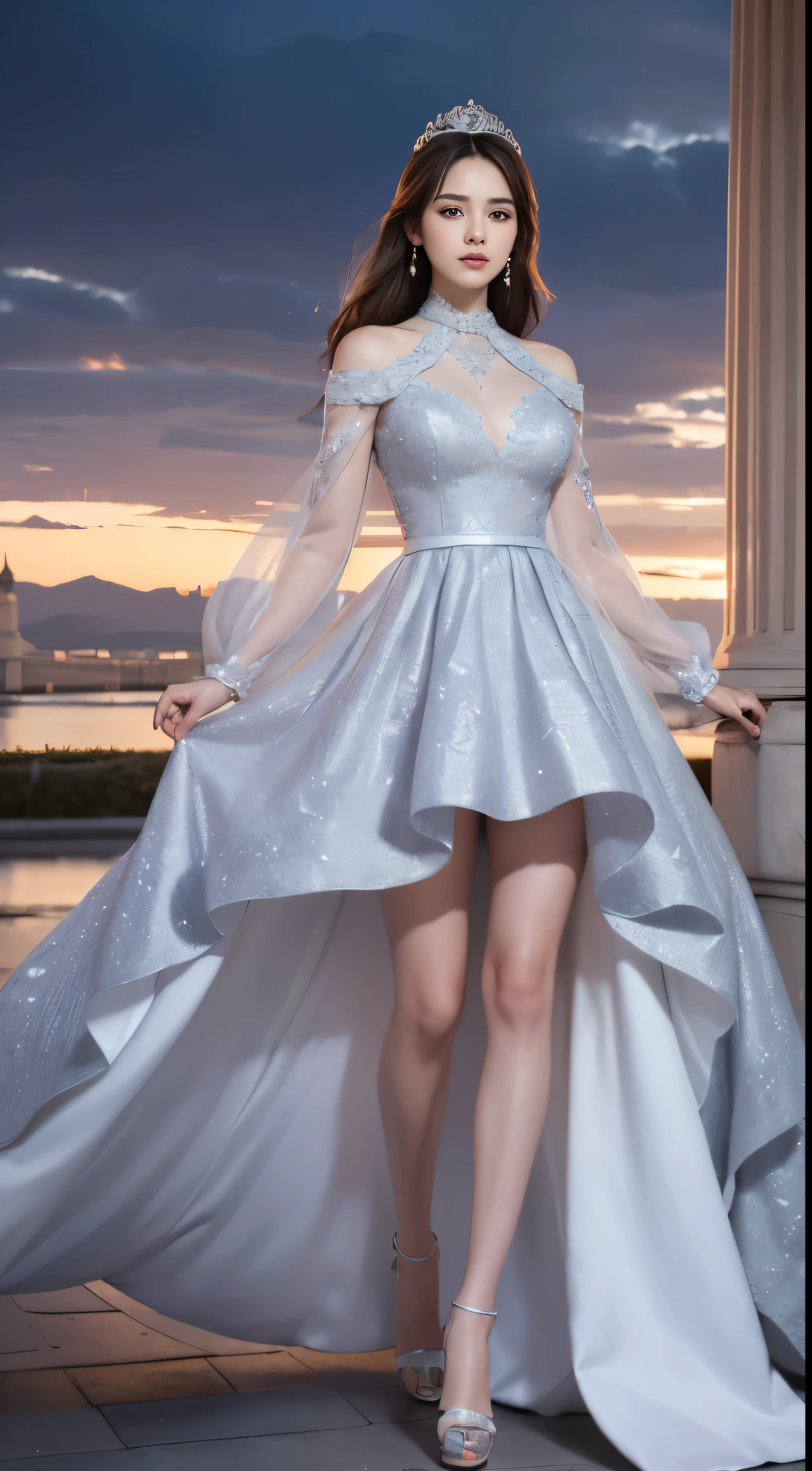 Ultra high-definition images,Very beautiful princess, teens girl, ((femele/素晴らしく美しいfemele/Detailed images of super beautiful women,fullbody image,)), tiara studded with diamonds, red gown,Silver dress,fullbody image,Buckingham Palace background image model style, (Highly detailed CG Unity 8k wallpaper), The beauty of style,, Realism, 8K, Best Quality, Anatomically correct, Highly detailed,The best images,fullbody image,