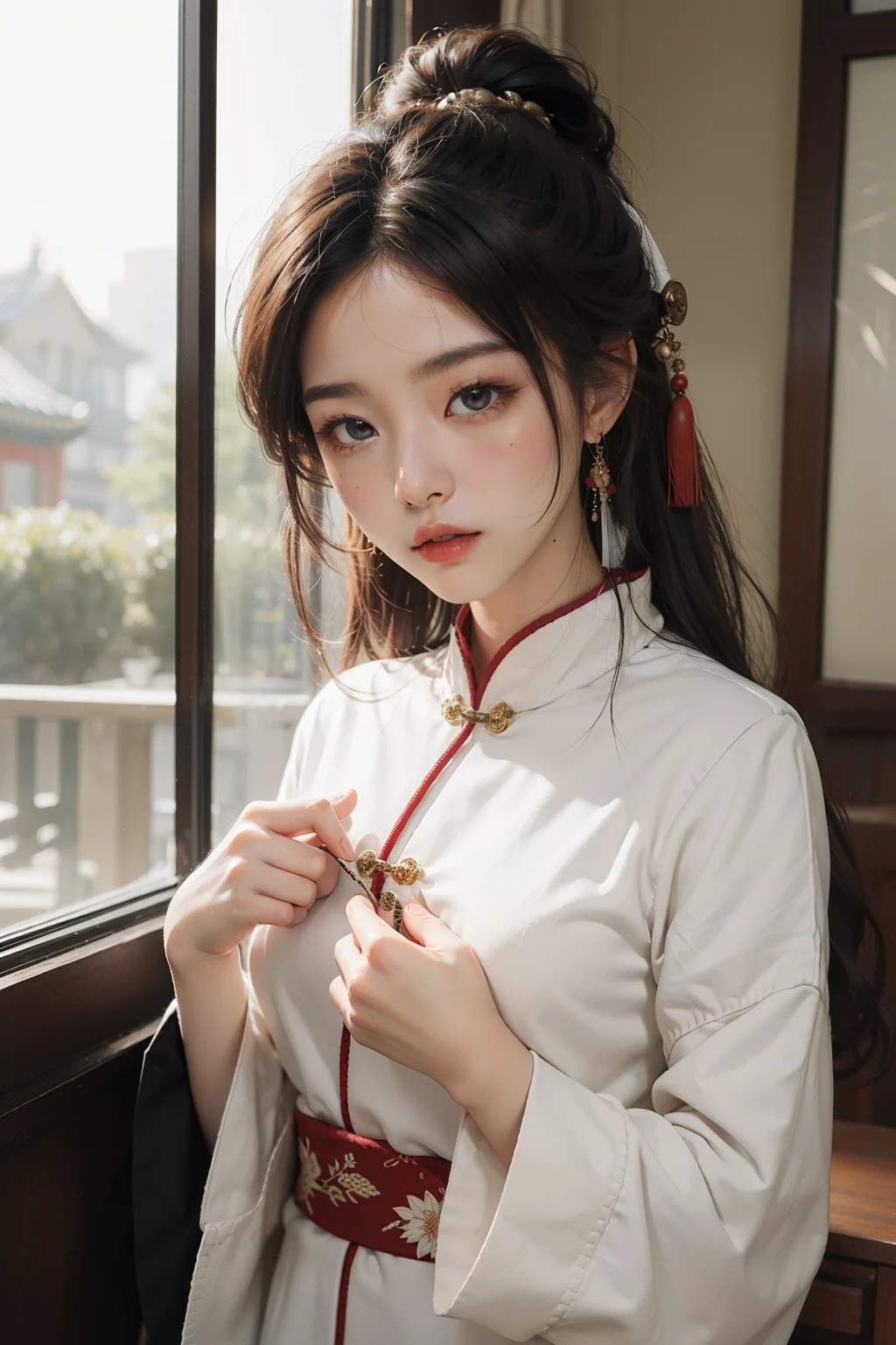 chineseidol,shoun,white colors,ren,warmth,rays of sunshine,Wearing a white colors cardigan,