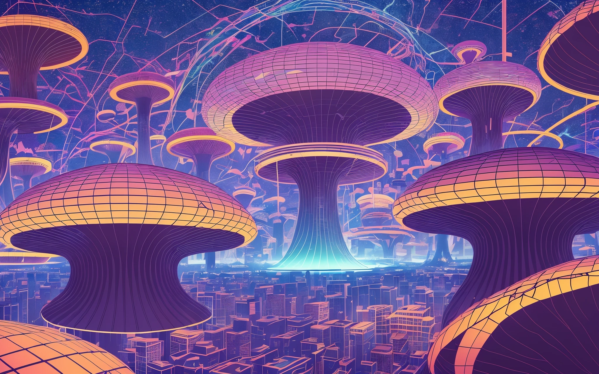The scene showcases a vibrant blue background, symbolizing a backdrop of innovation. At the center of the scene, a colossal mushroom cloud is depicted, representing the company's innovative service ecosystem. Within the cloud, various elements such as "intellectual property," "policy consulting," "talent services," "park operations," "technology finance," and "technology insurance" are illustrated in different colors, highlighting the diverse range of services offered. Beneath the mushroom cloud, the outline of a salesperson is portrayed, holding a line that connects unrelated partners, visually capturing the salesperson's scattered attention, reminiscent of a street hawker. This element signifies the dispersion of focus and attention. Scattered throughout the scene, smaller elements like question marks, mazes, and tangled lines are depicted, symbolizing fragmented attention and a sense of confusion. The overall style of the scene is characterized by a futuristic and technological aesthetic, emphasizing the theme of innovation. Please note that this is a textual description and not an actual visual representation. If you wish to have the image created, I recommend seeking assistance from a professional illustrator or designer who specializes in the sci-tech style to bring your vision to life. --auto --s2